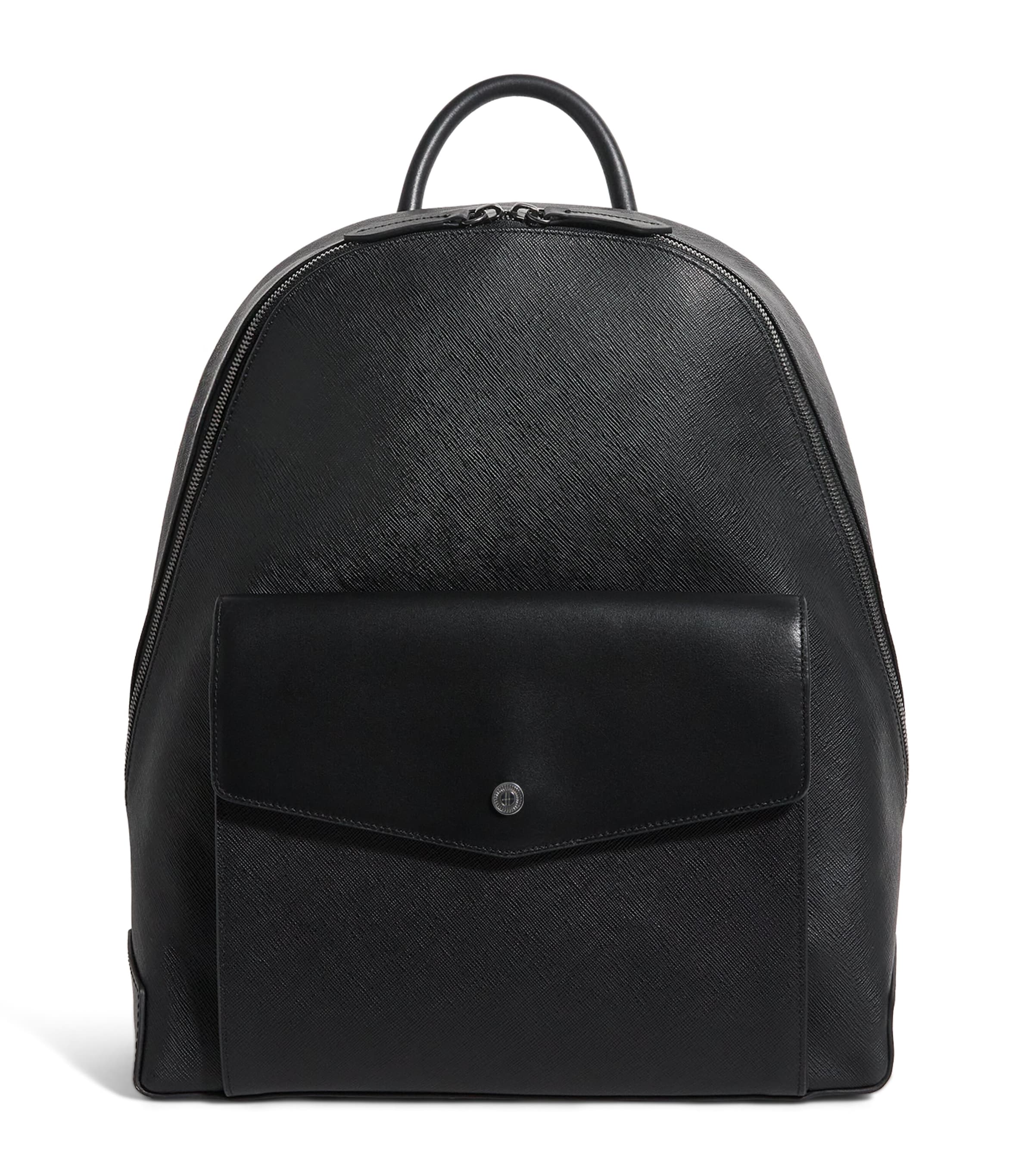 Harrods Saffiano Leather Backpack Black