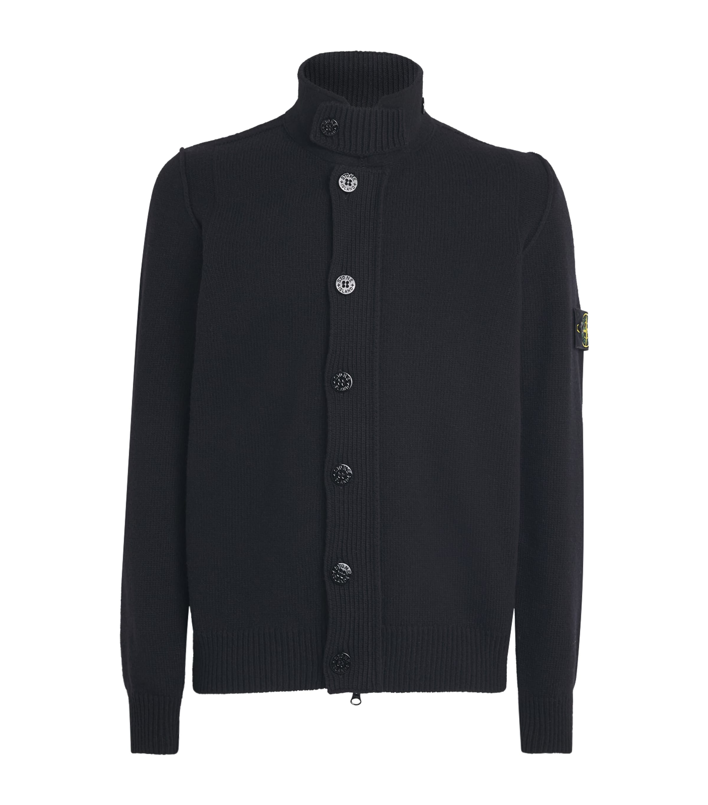 Stone Island Mens Lambswool Stand-Collar Cardigan