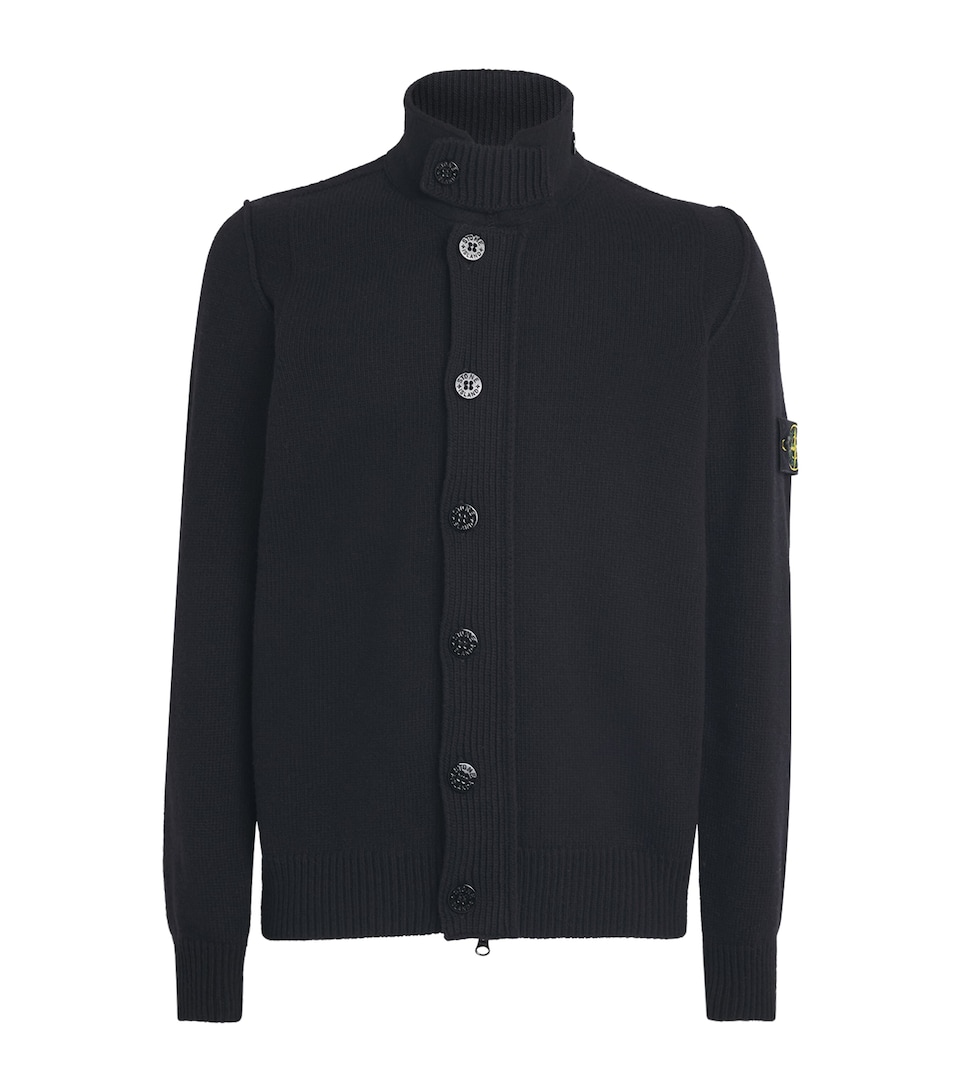 Stone Island Mens Lambswool Stand-Collar Cardigan
