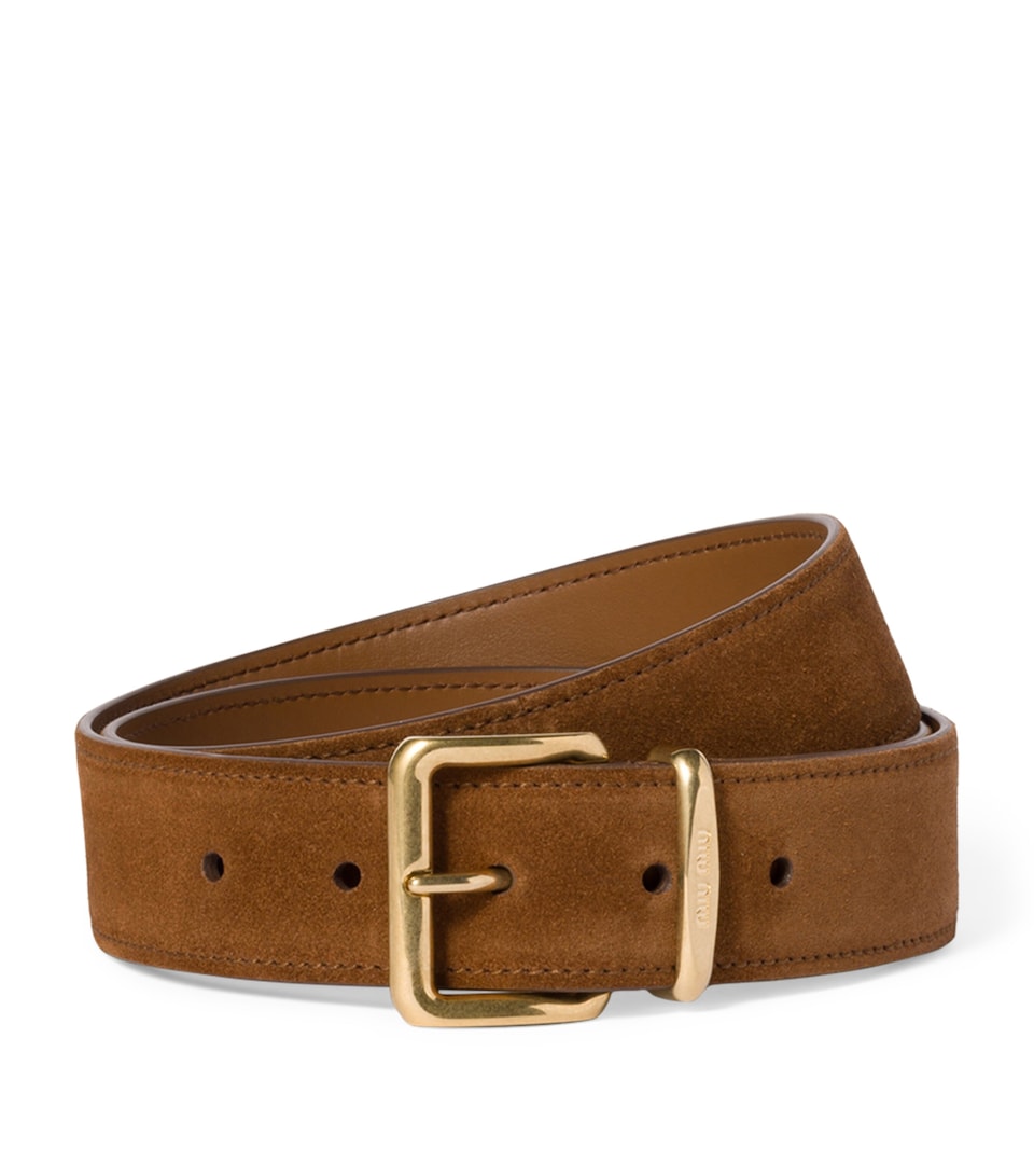 Miu Miu Suede Engraved-Buckle Belt