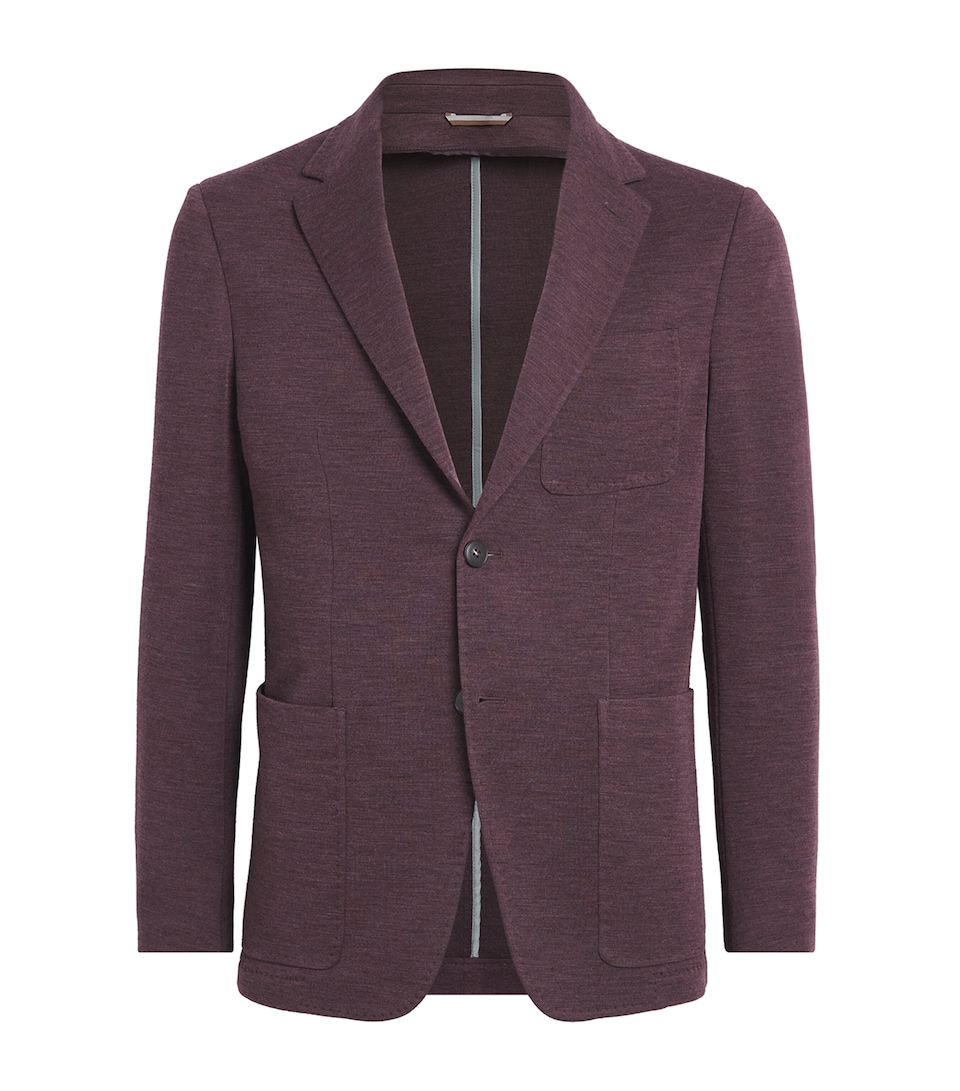 Canali Mens Wool Blazer Burgundy