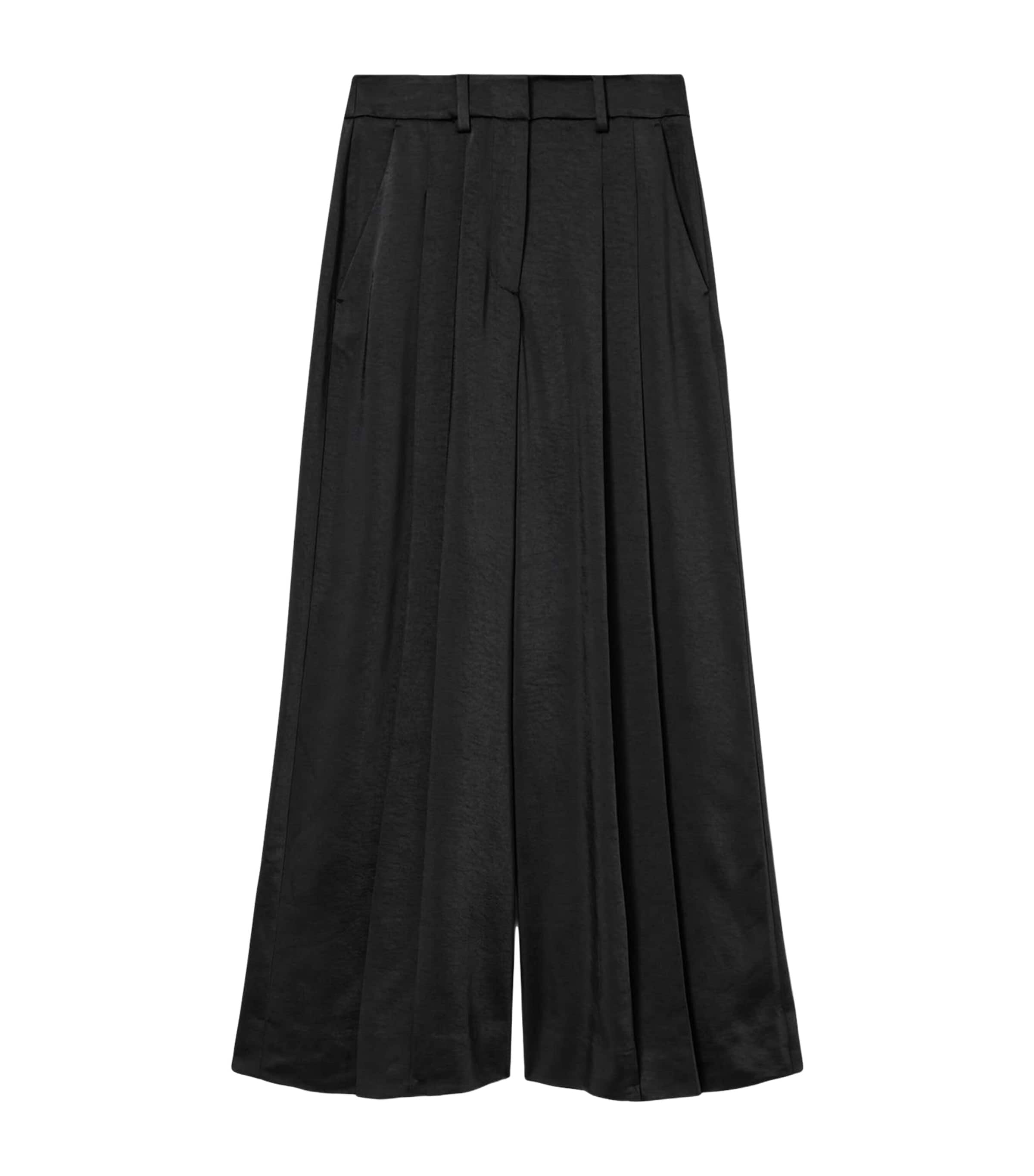 AllSaints Womens Satin Poppy Wide-Leg Trousers Black