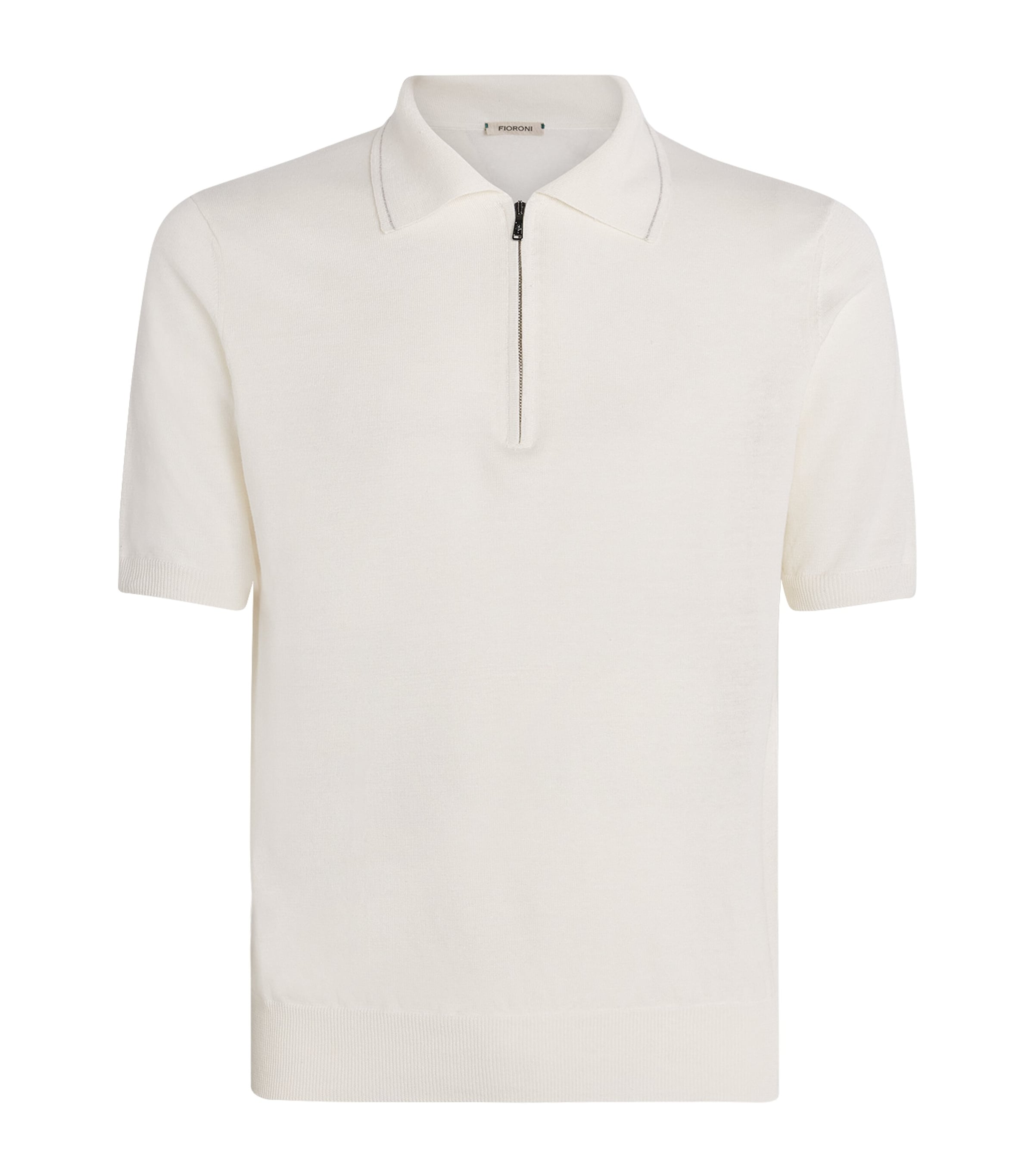 Fioroni Cashmere Mens Linen-Cotton Polo Shirt Bianco