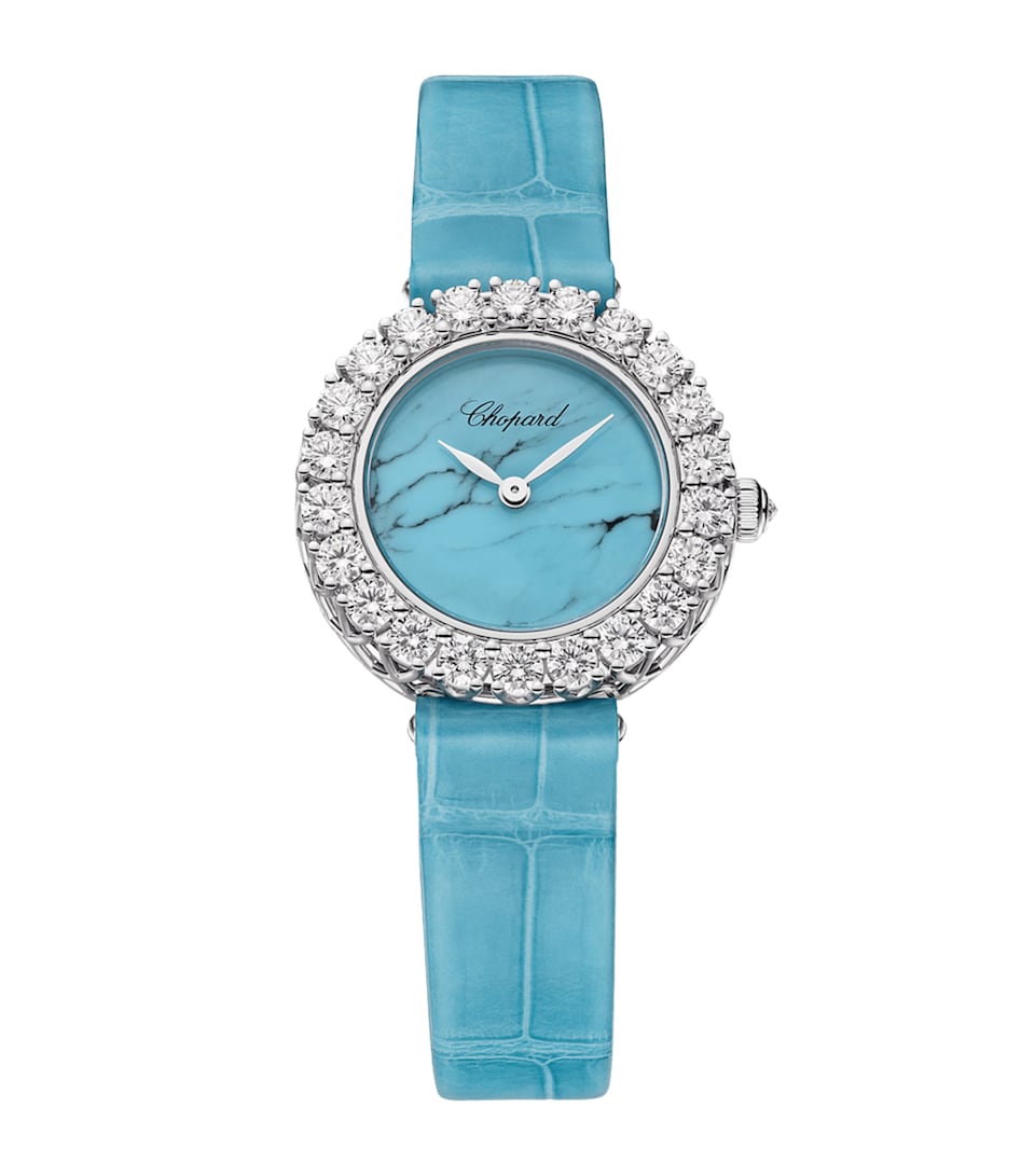 Chopard White Gold, Diamond and Turquoise L'Heure du Diamant Watch 26mm White Gold