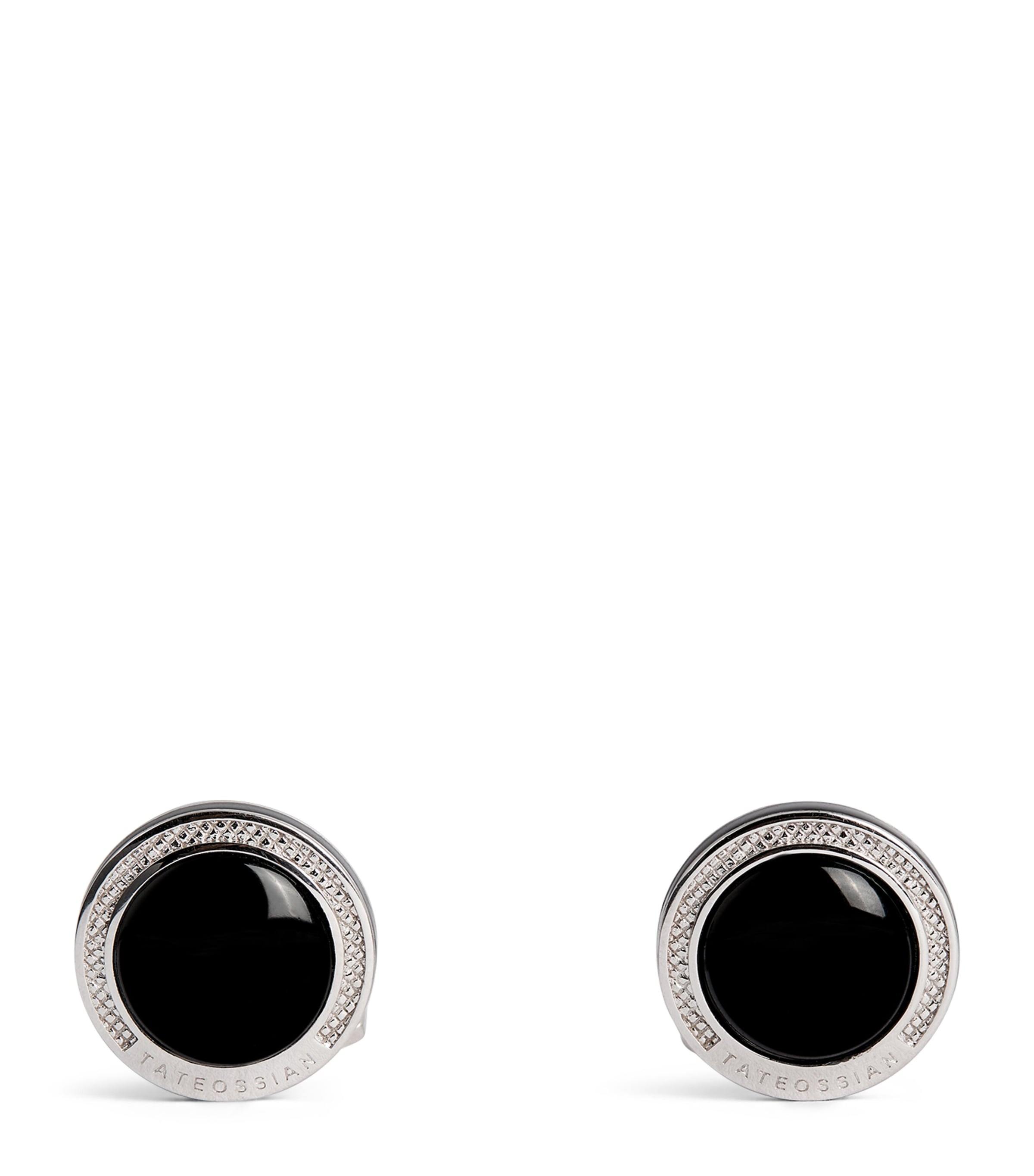 Tateossian Sterling Silver and Onyx Cufflinks Black