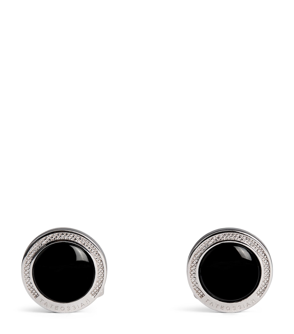 Tateossian Sterling Silver and Onyx Cufflinks Black