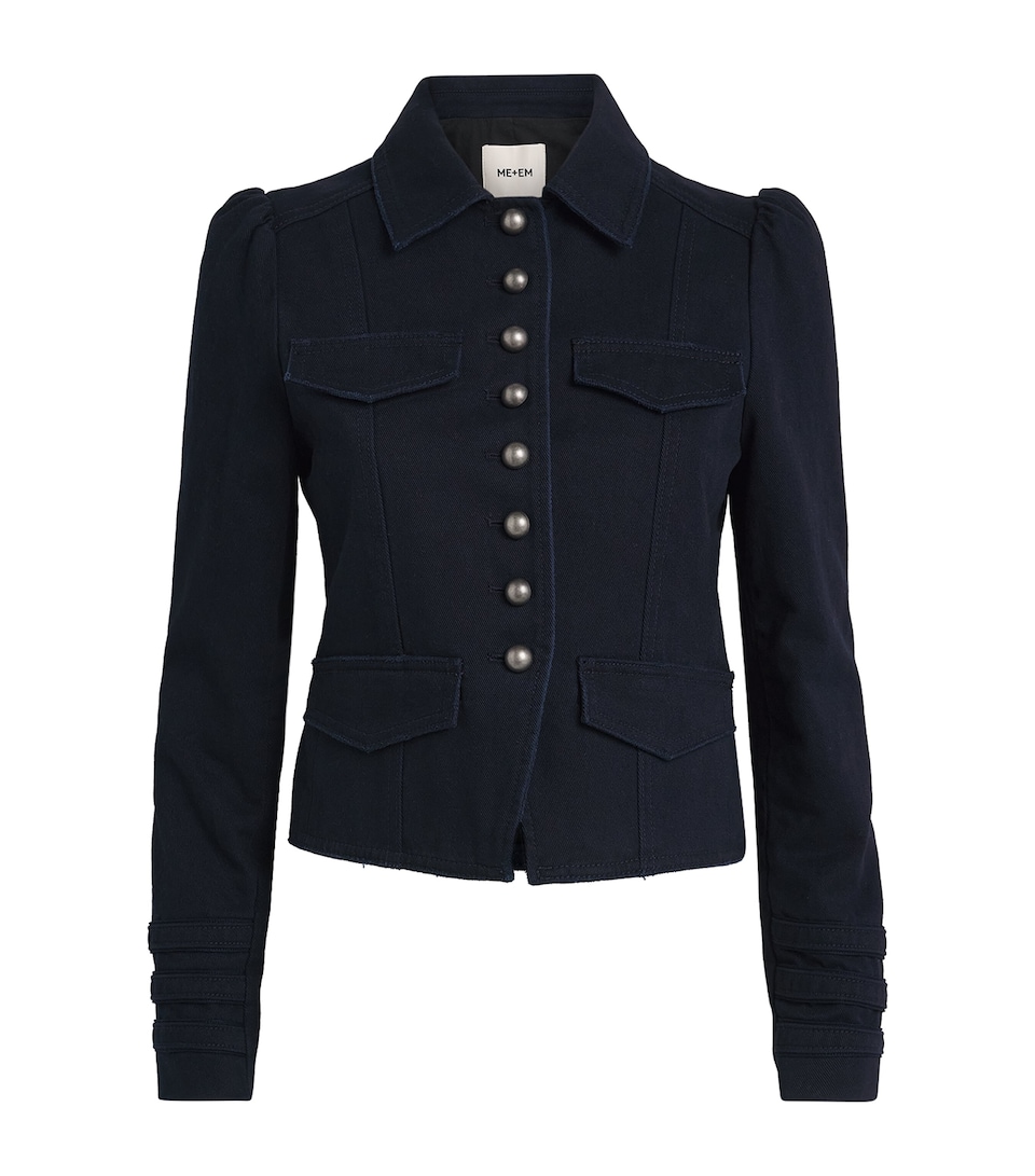 ME+EM Womens Organic Twill Cropped Jacket Summer Navy