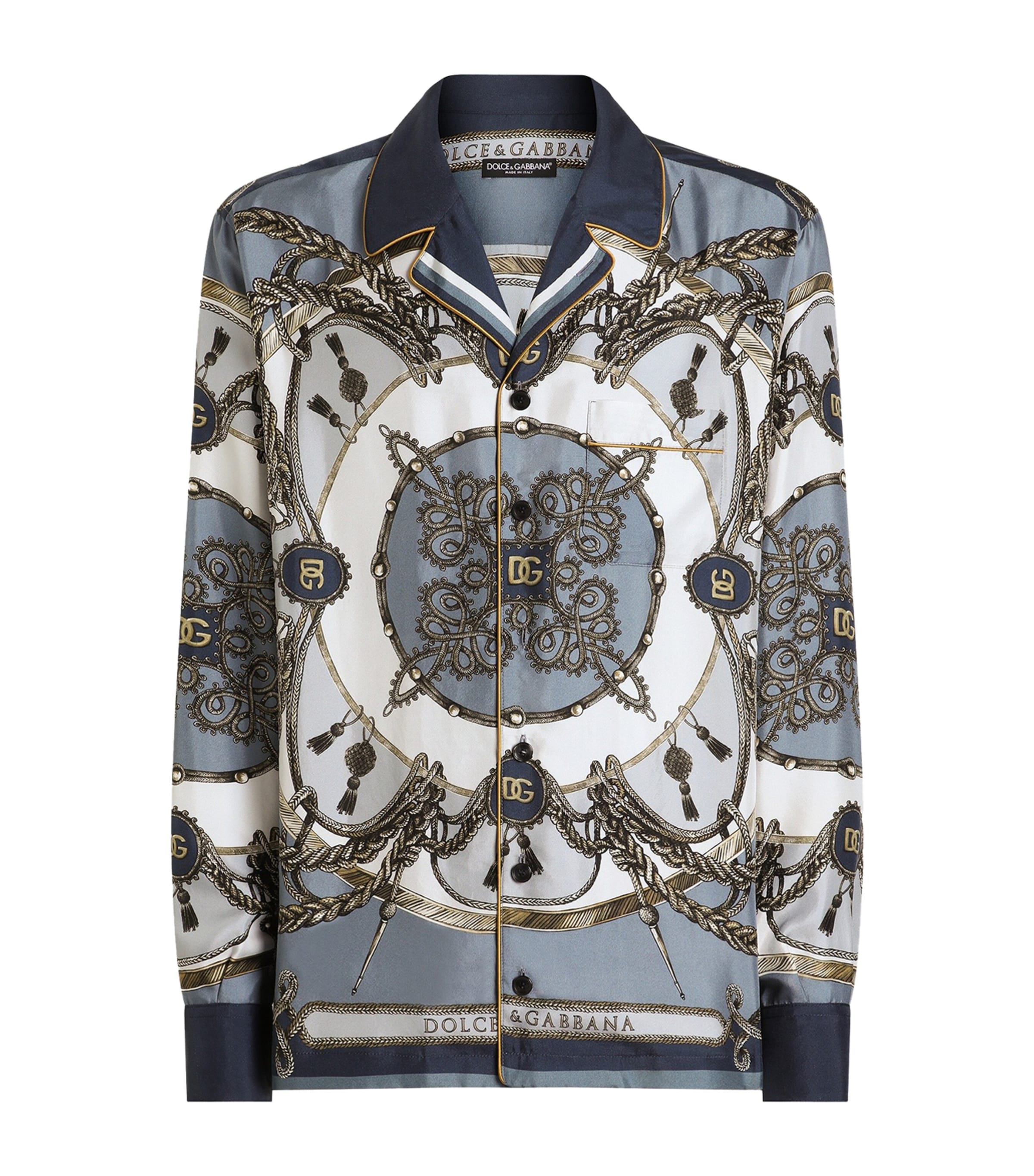 Dolce&Gabbana Mens Silk Cargo Print Shirt Corde/nappe F.