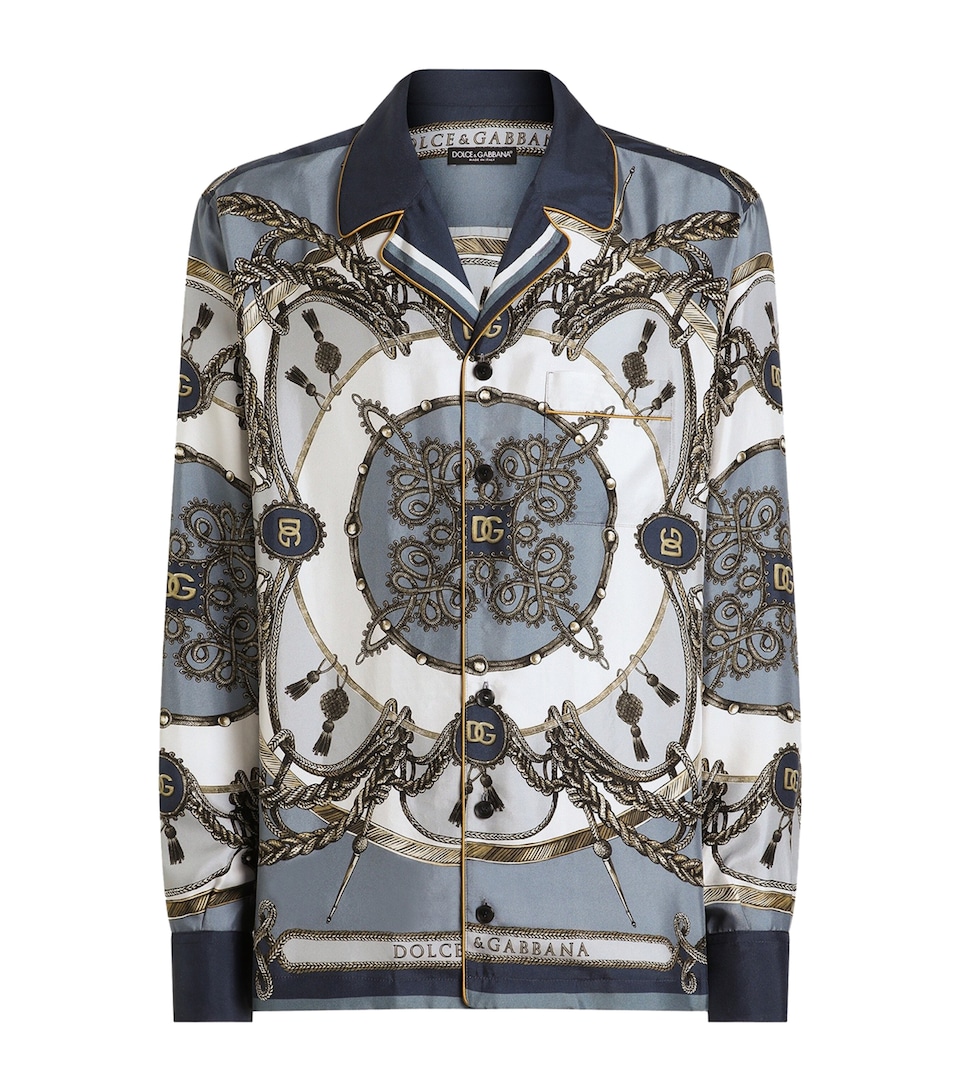 Dolce&Gabbana Mens Silk Cargo Print Shirt Corde/nappe F.