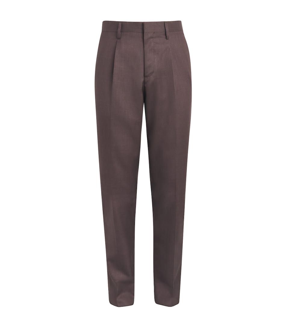 Lardini Mens Virgin Wool-Blend Straight Trousers Brown