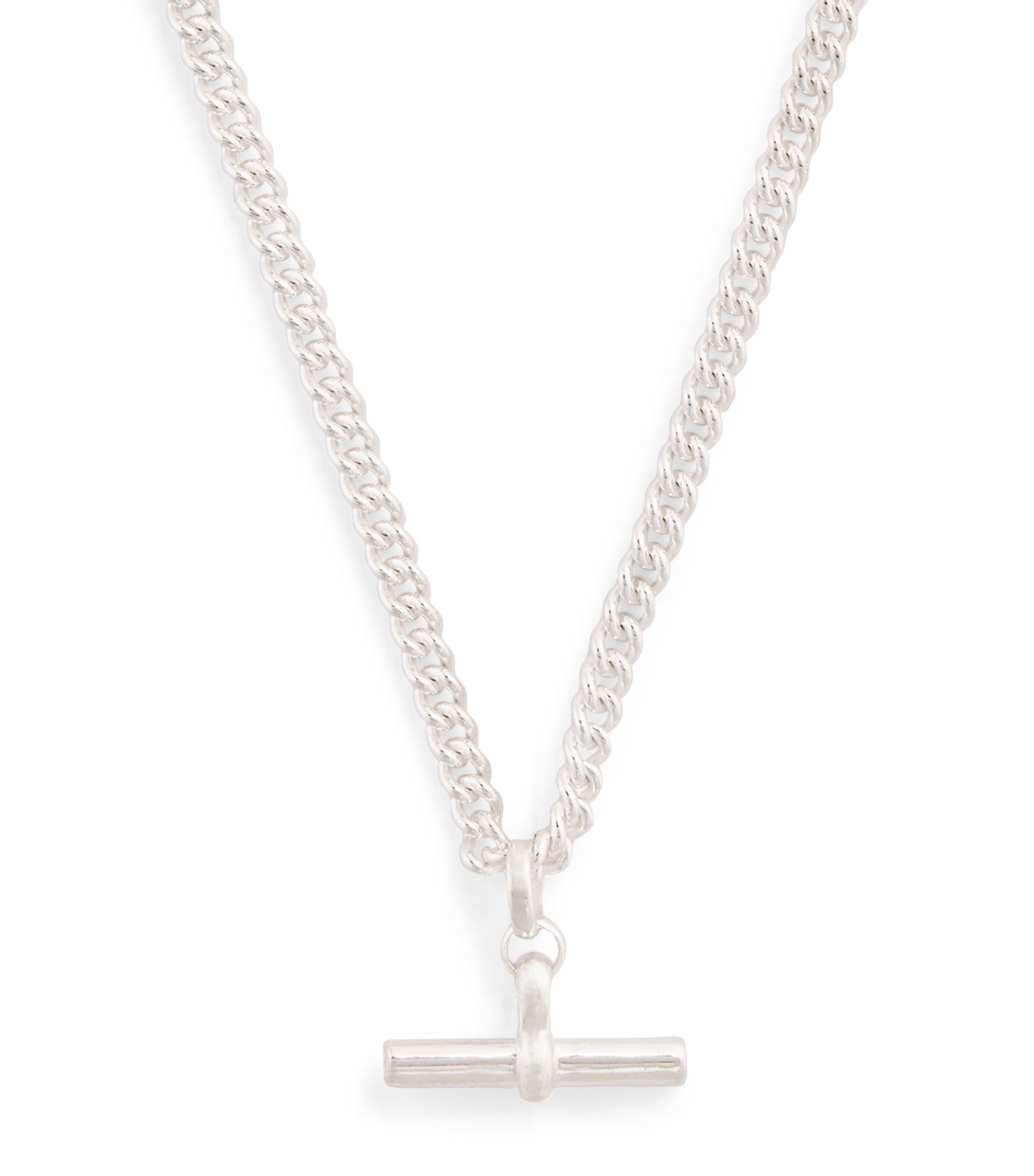 Sterling Silver T-Bar Curblink Chain Necklace