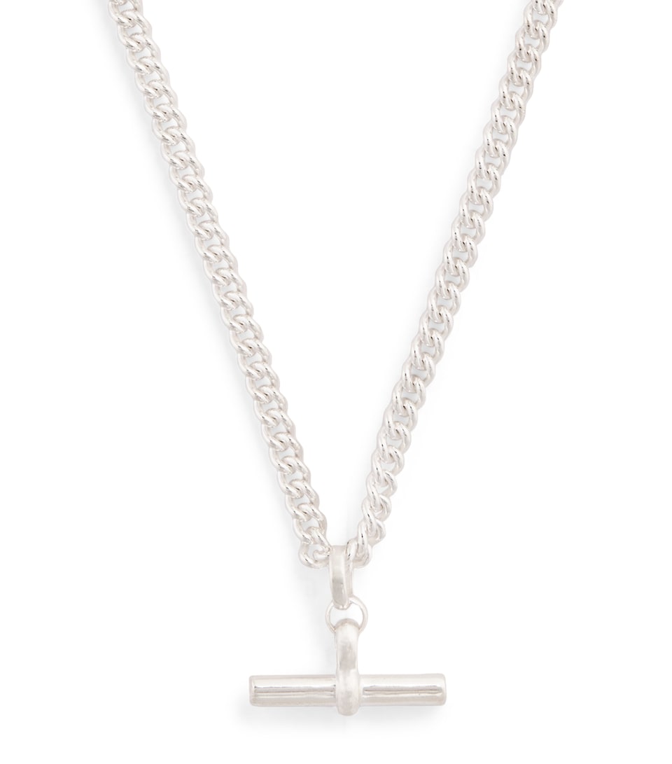 Sterling Silver T-Bar Curblink Chain Necklace