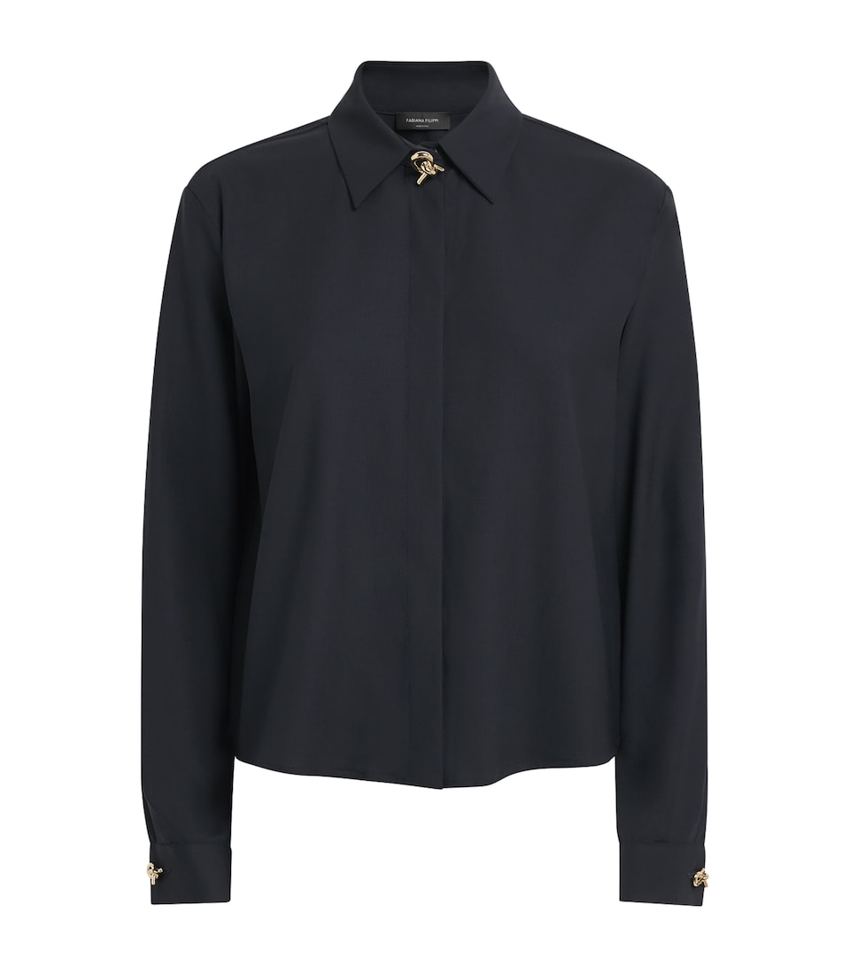 Fabiana Filippi Womens Merino-Blend Shirt Blu Notte