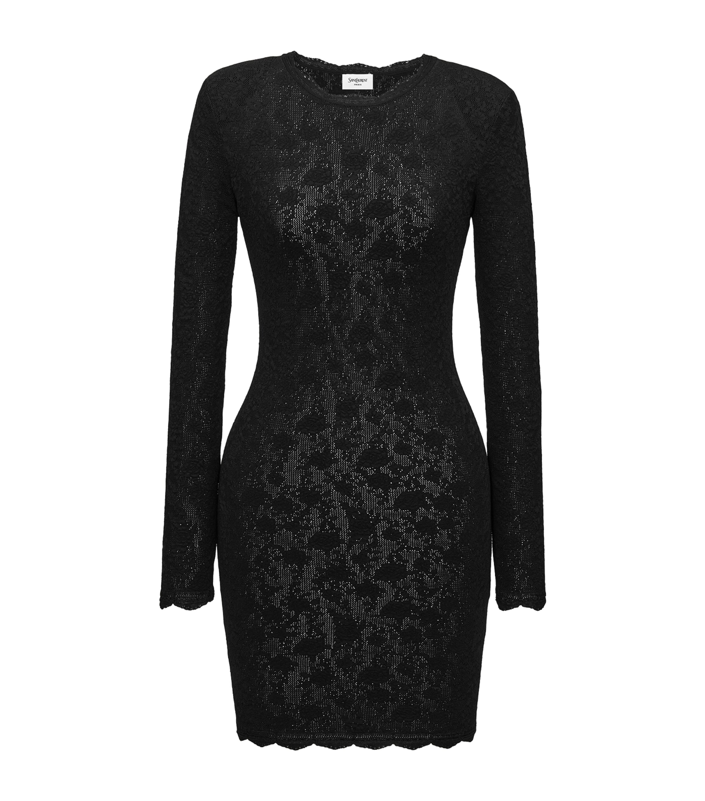 Saint Laurent Womens Knitted Floral Mini Dress