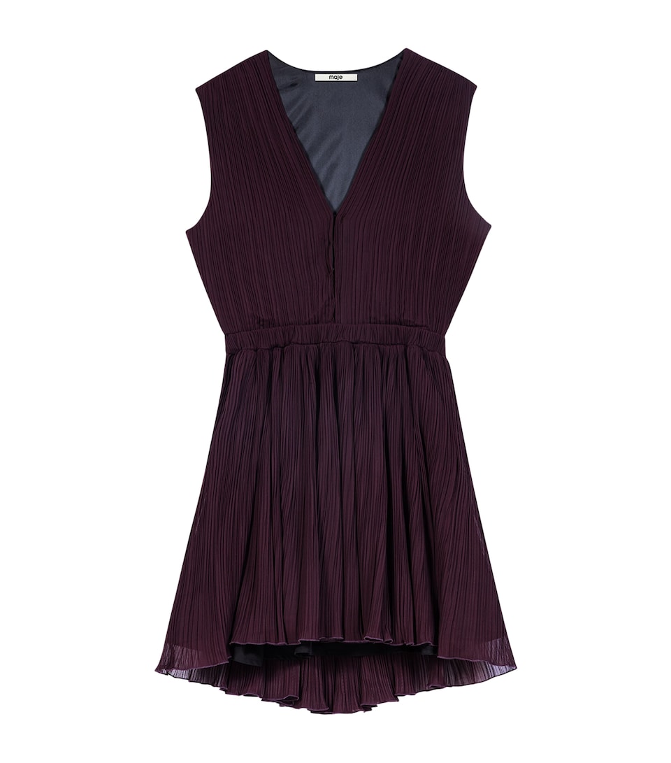 Maje Womens Plissé Cut-Out Mini Dress Eggplant
