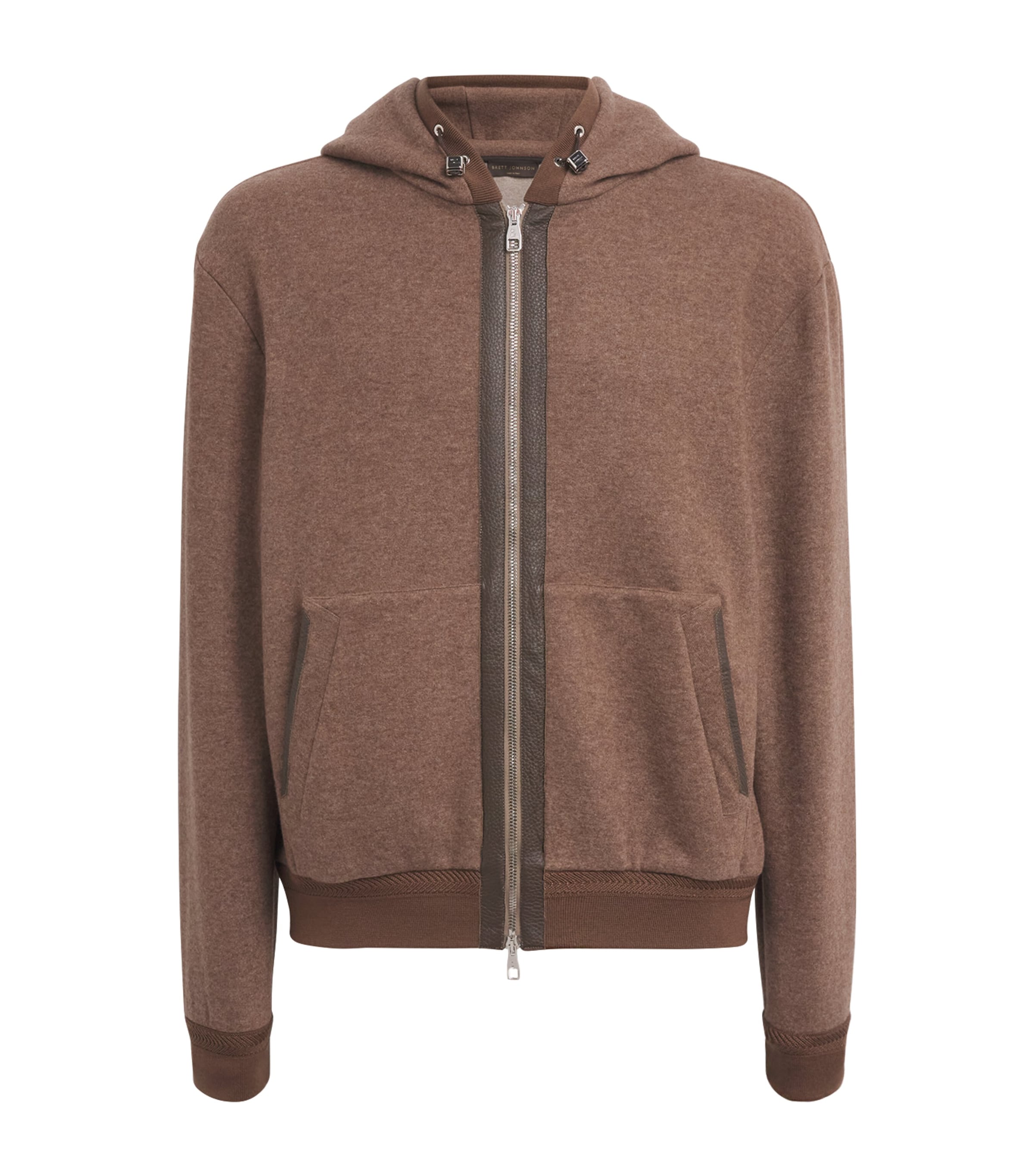 Brett Johnson Mens Cashmere-Blend Zip-Up Hoodie Chestnut