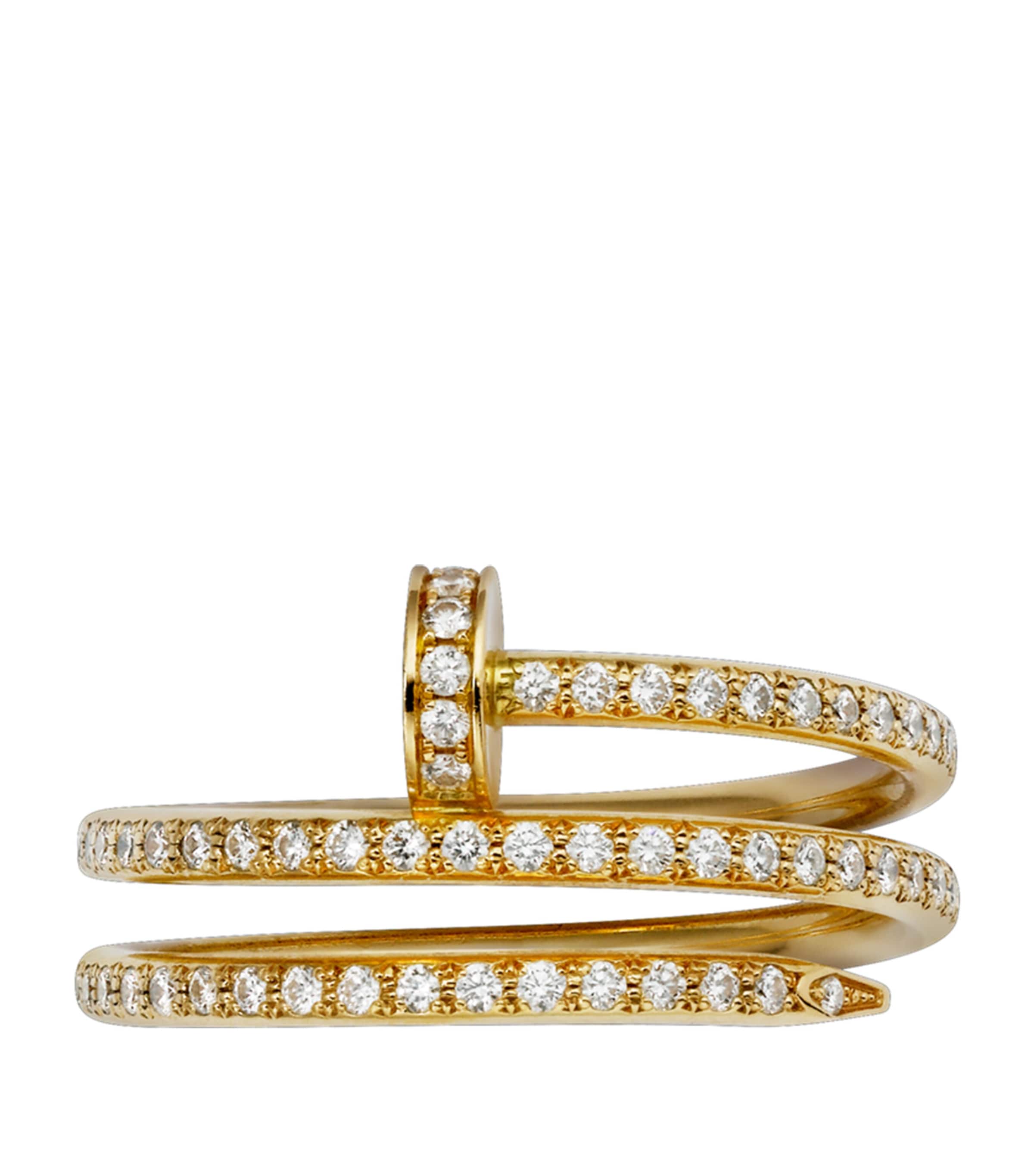 Yellow Gold and Pavé Diamond Double Juste un Clou Ring
