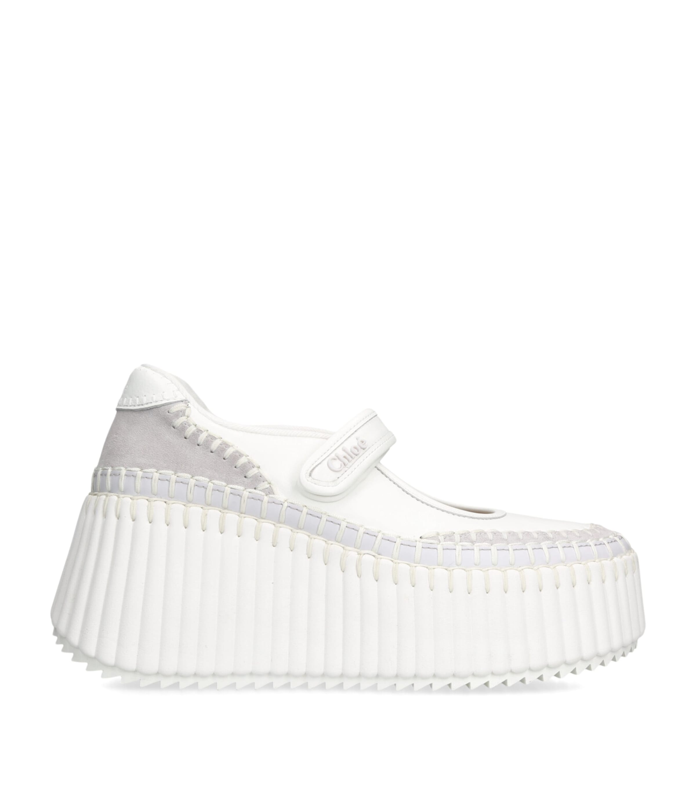 Chloé Leather Nama Platform Ballerina Flats 80 White