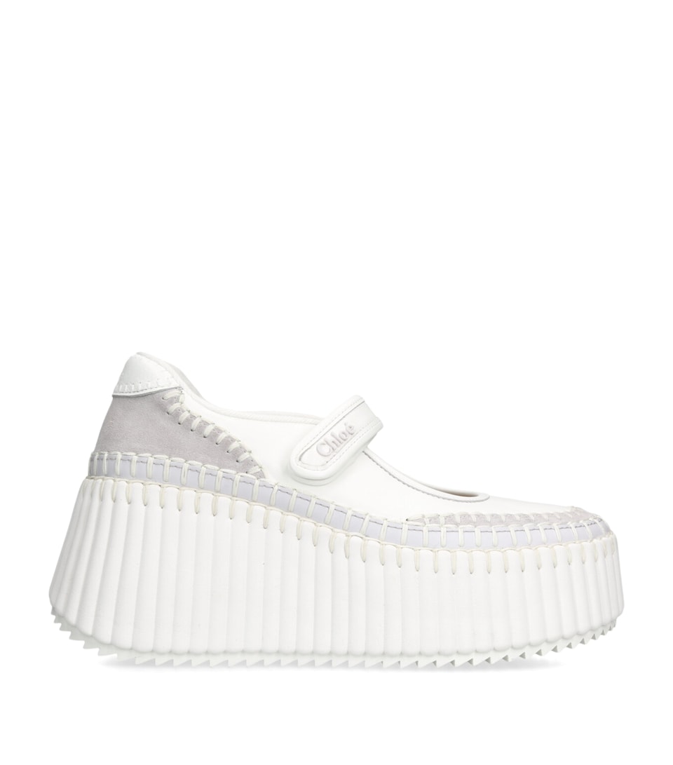 Chloé Leather Nama Platform Ballerina Flats 80 White