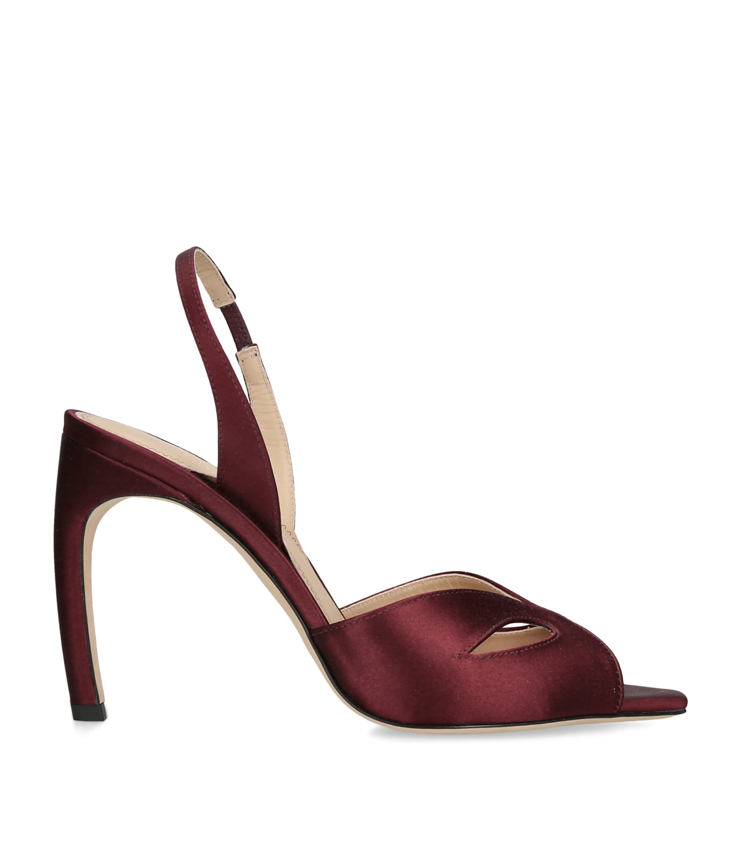 Victoria Beckham Satin Harlow Mask Slingback Heels 100 Wine