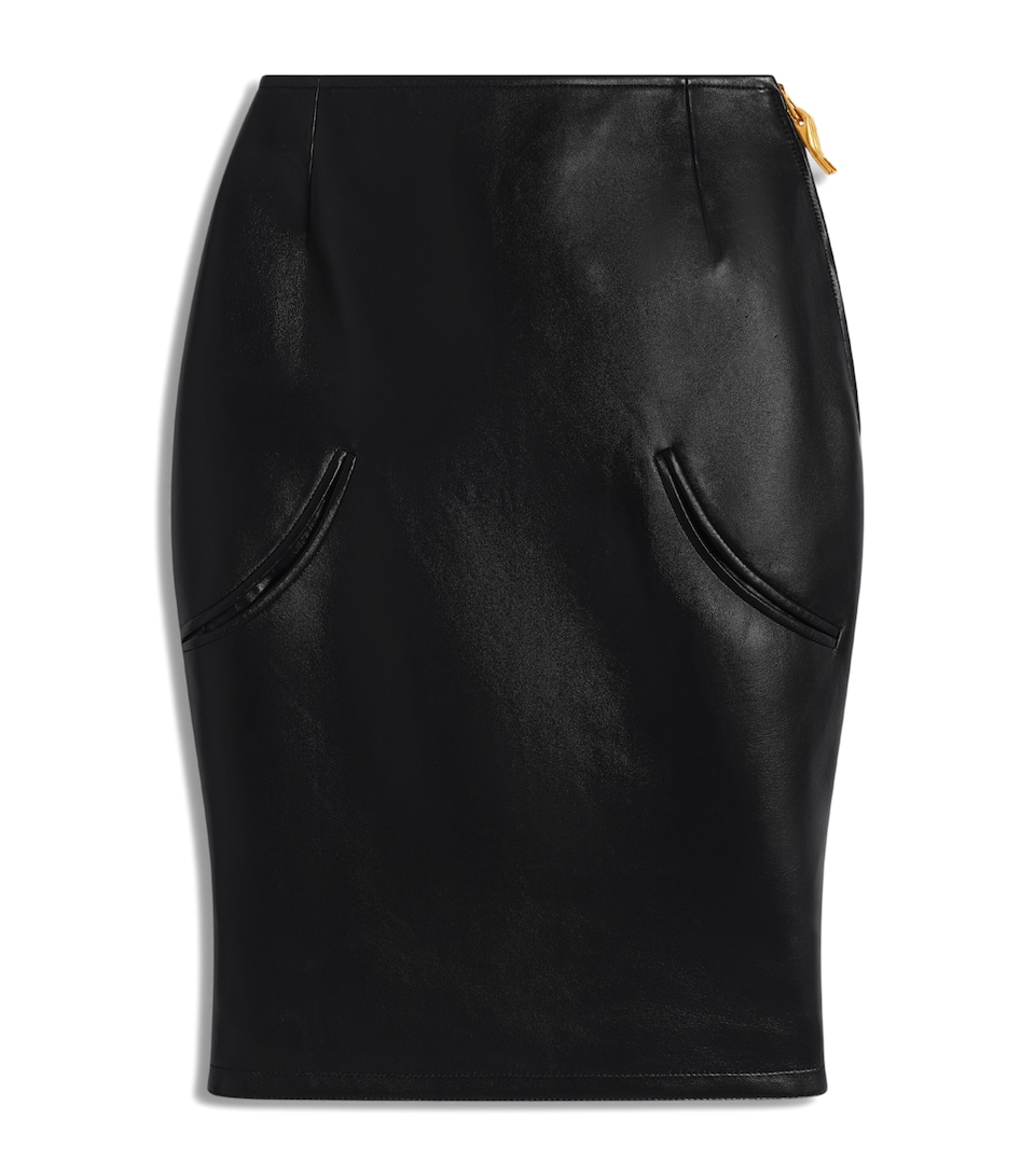 Schiaparelli Womens Leather Pencil Skirt Black