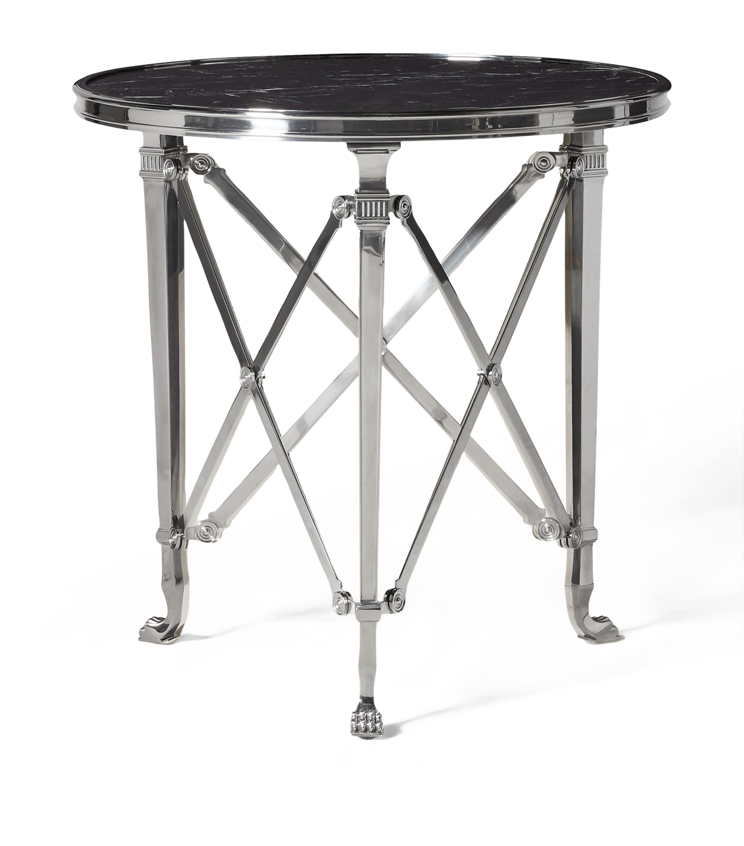 Marble and Stainless Steel Cannes Gueridon Table