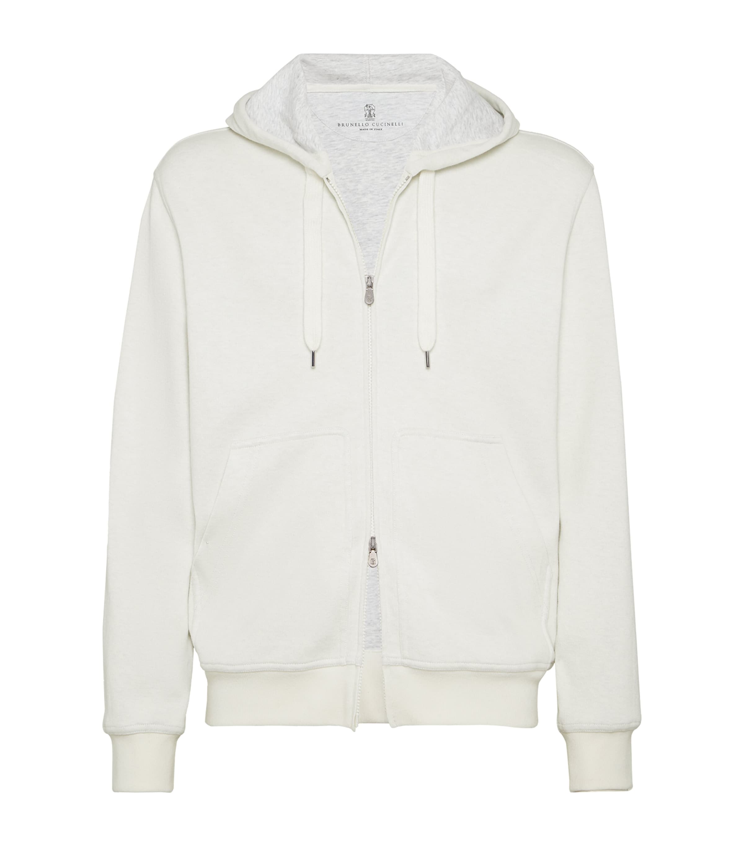 Cashmere-Terry Cotton Zip-Up Hoodie