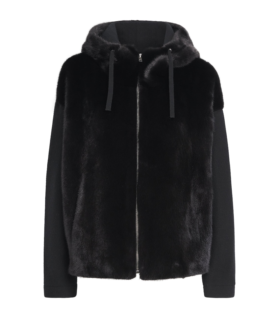 Mink-Wool-Silk Zip-Up Hoodie