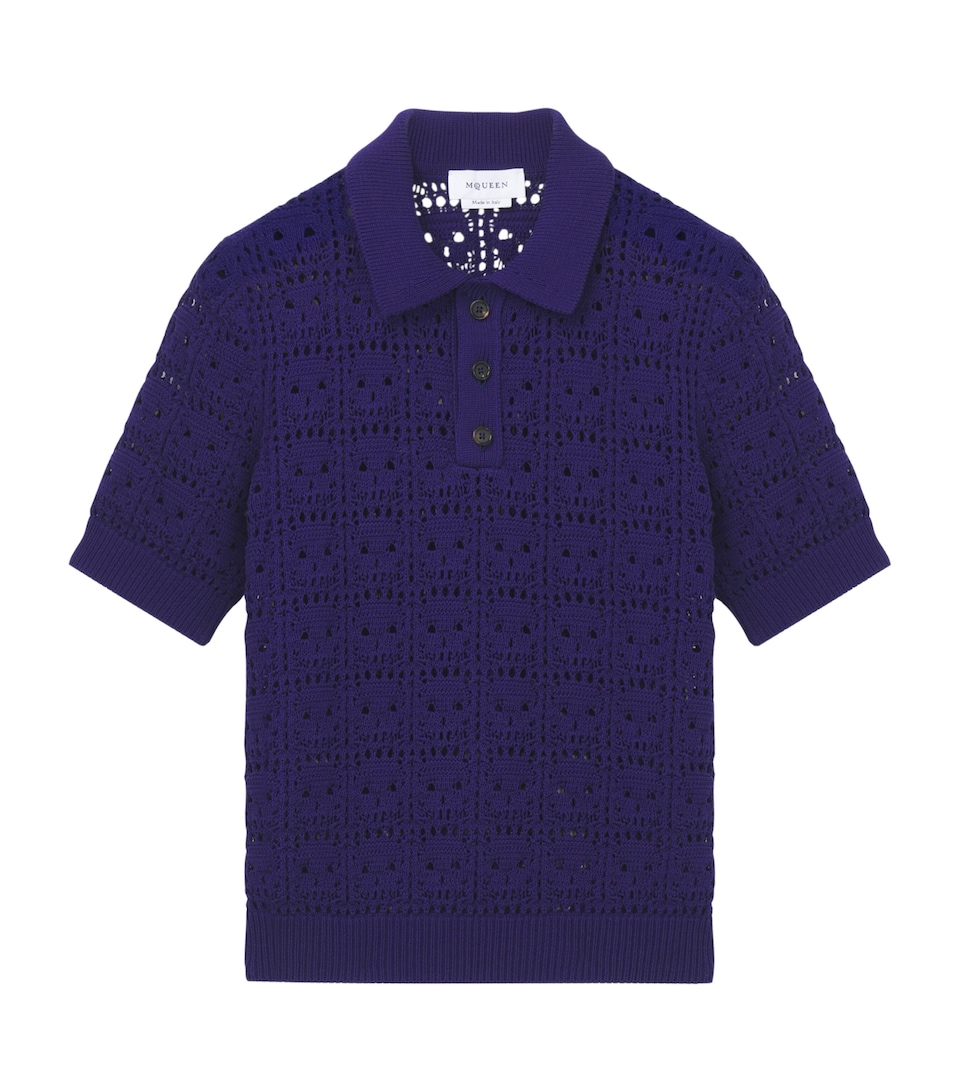 McQueen Mens Crochet-Skull Polo Shirt