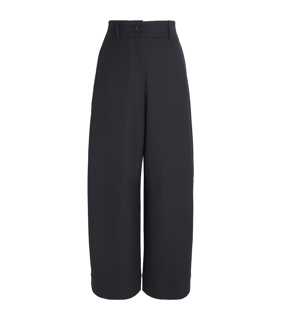 Pinstripe Barrel-Leg Trousers