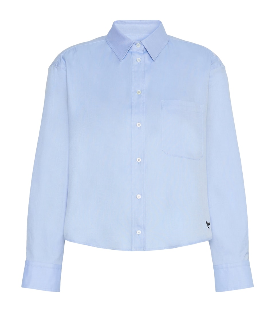Weekend Max Mara Womens Cotton Cropped Shirt Light Blue