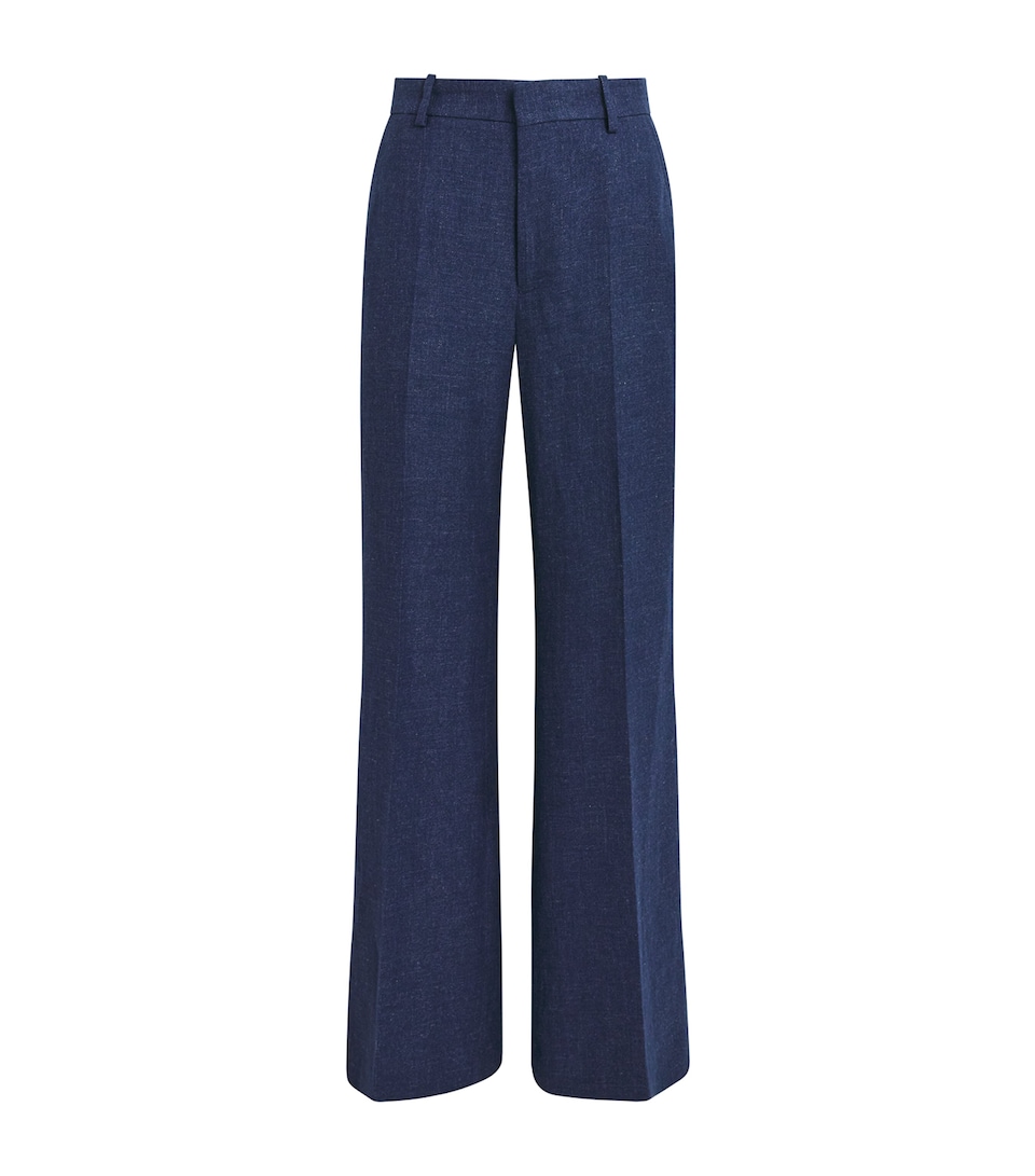 Polo Ralph Lauren Womens Linen-Cotton Beaton Trousers Blue Melange