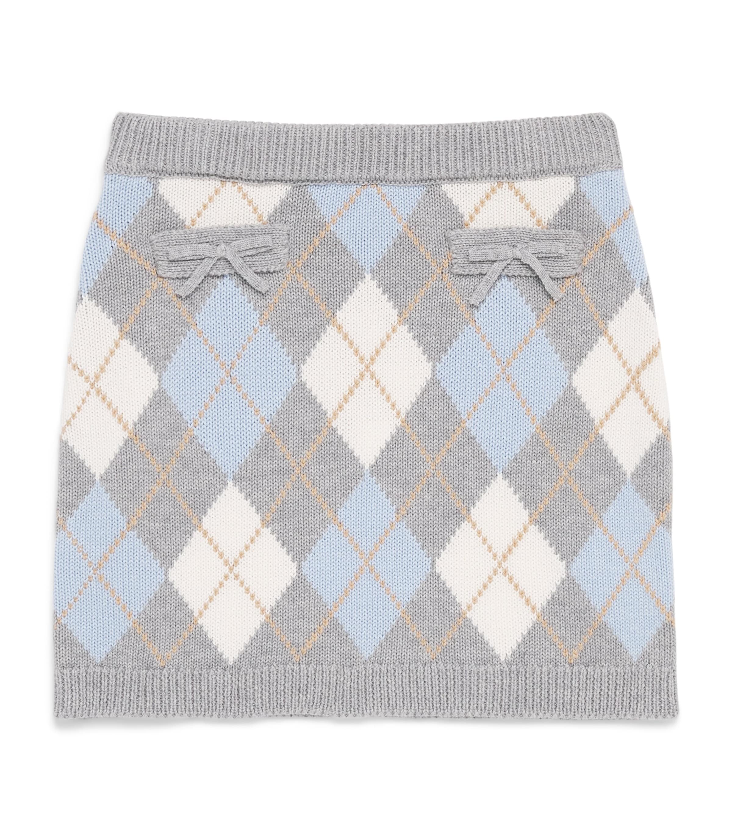 LoveShackFancy Cotton-Wool Argyle Karie Skirt (7-14 Years) Snang Snow Angel