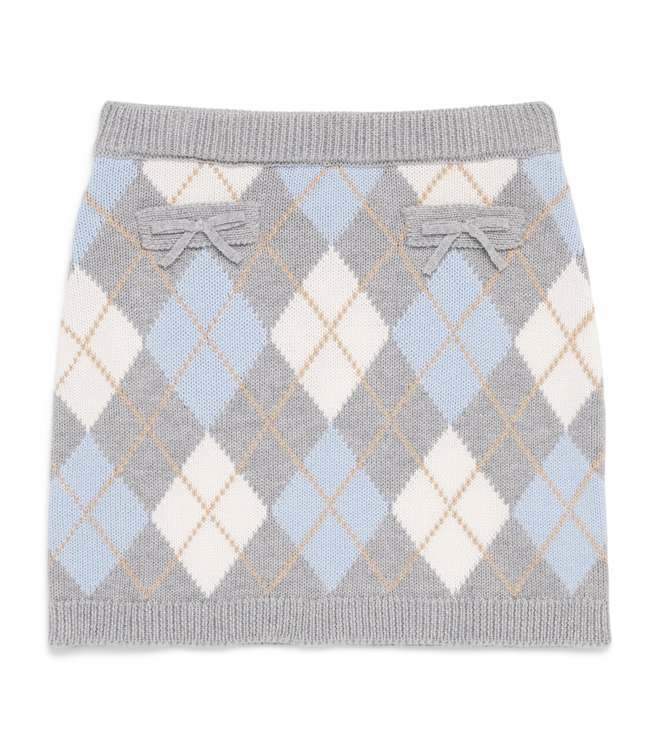 LoveShackFancy Cotton-Wool Argyle Karie Skirt (7-14 Years) Snang Snow Angel