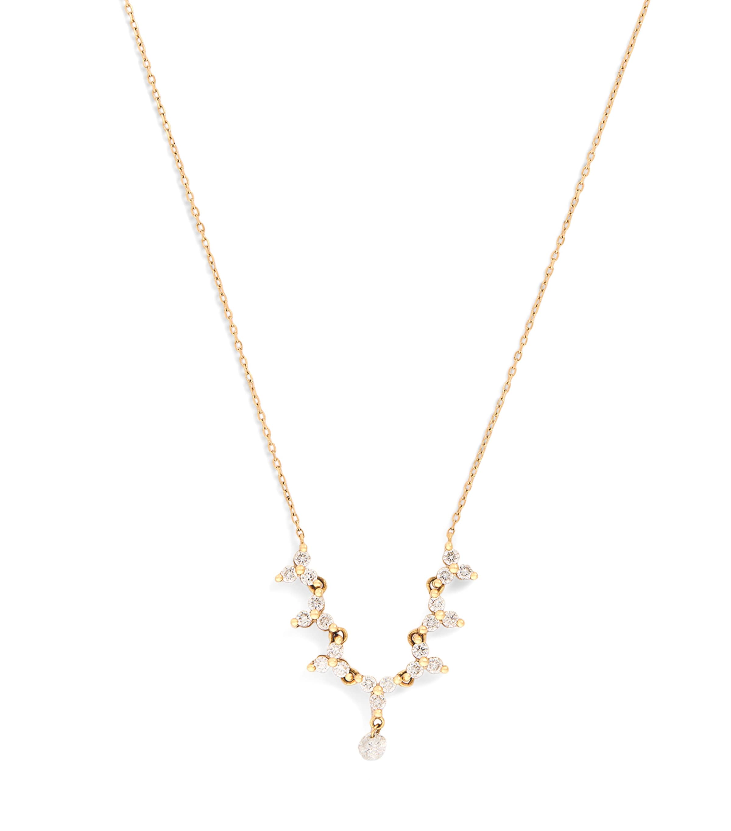 Yellow Gold and Diamond Triangle Tennis Necklace