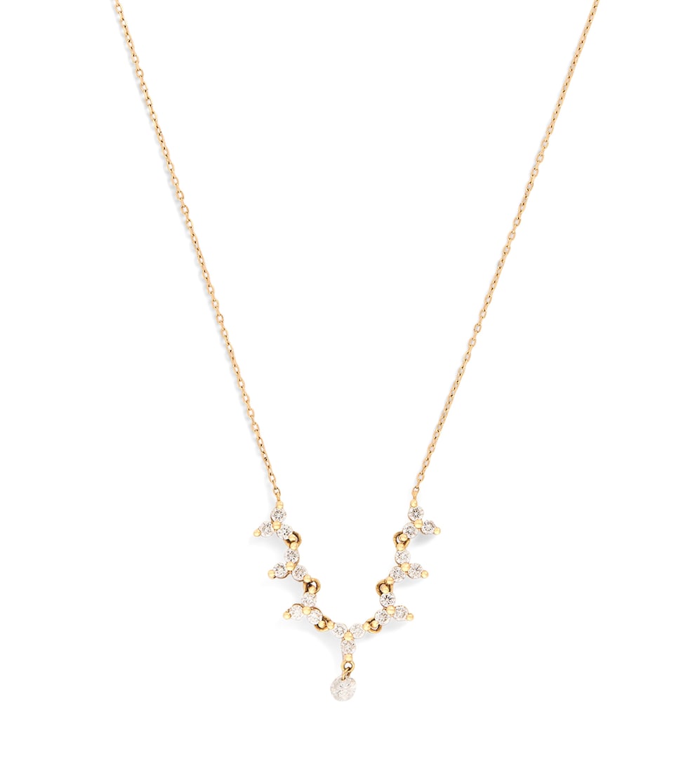 Yellow Gold and Diamond Triangle Tennis Necklace