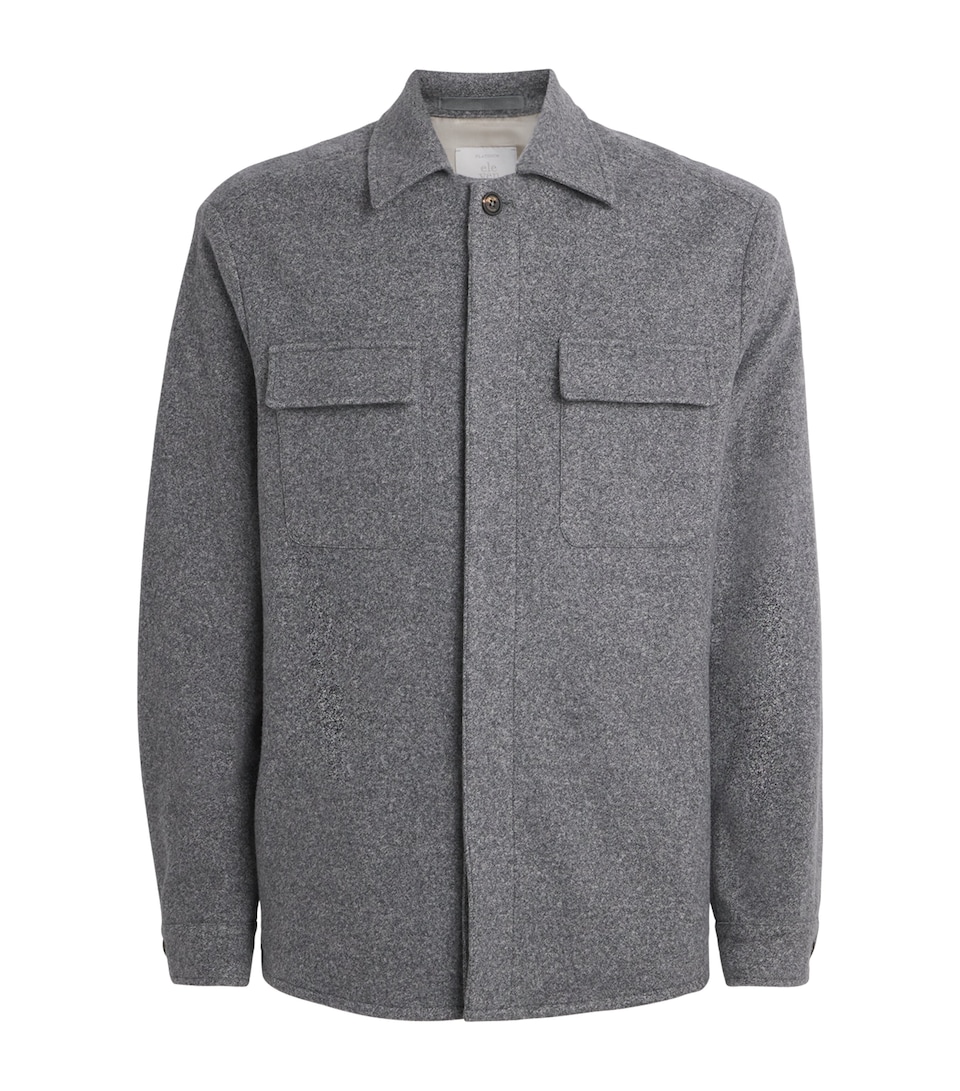 Eleventy Mens Cotton-Wool Overshirt Grigio Fumo Melange