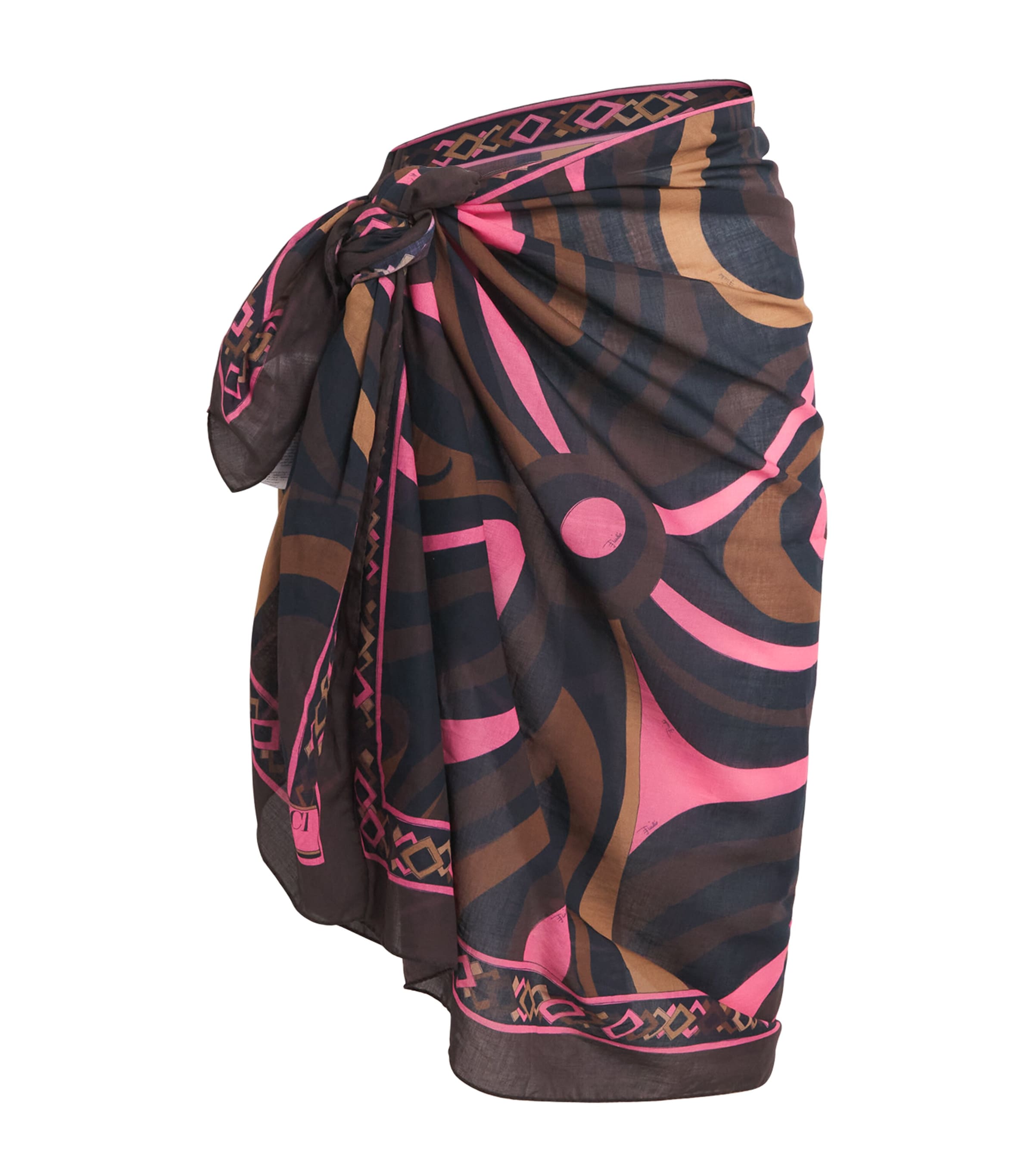 PUCCI Womens Cotton Printed Sarong Brown Coral
