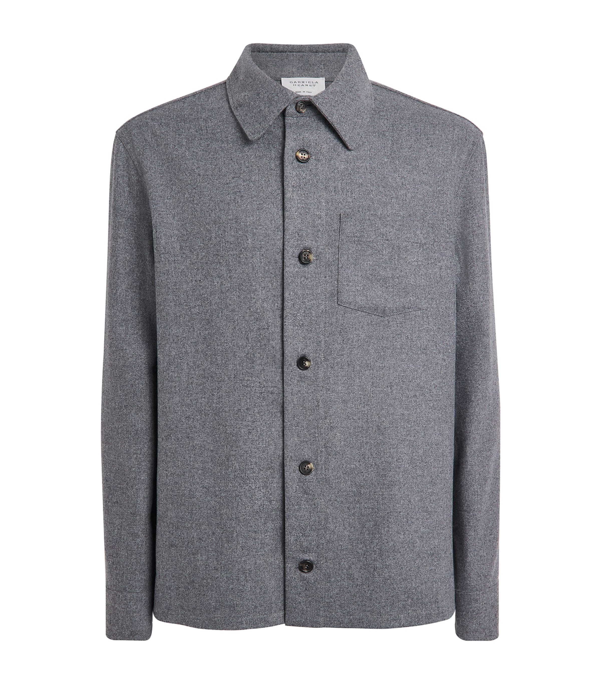 Gabriela Hearst Mens Wool-Cashmere Drew Overshirt Smoke