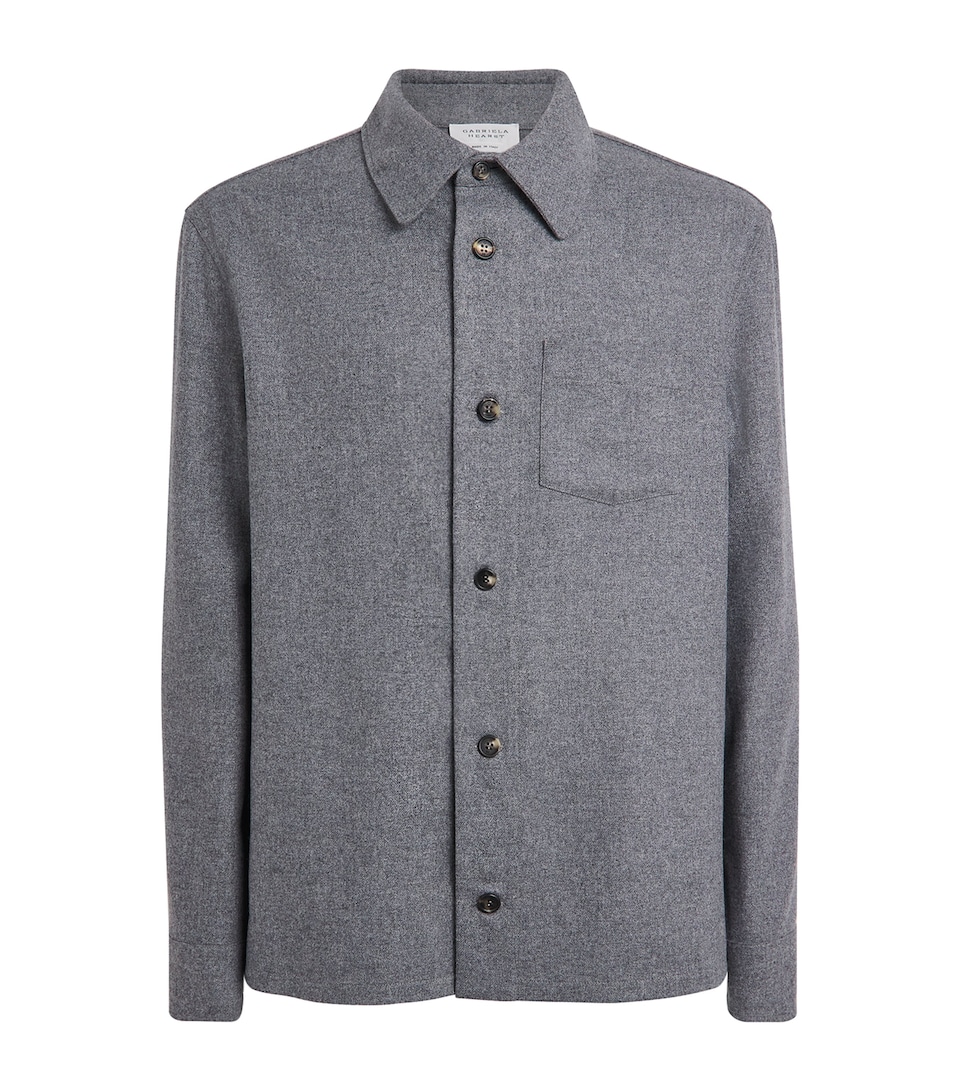Gabriela Hearst Mens Wool-Cashmere Drew Overshirt Smoke