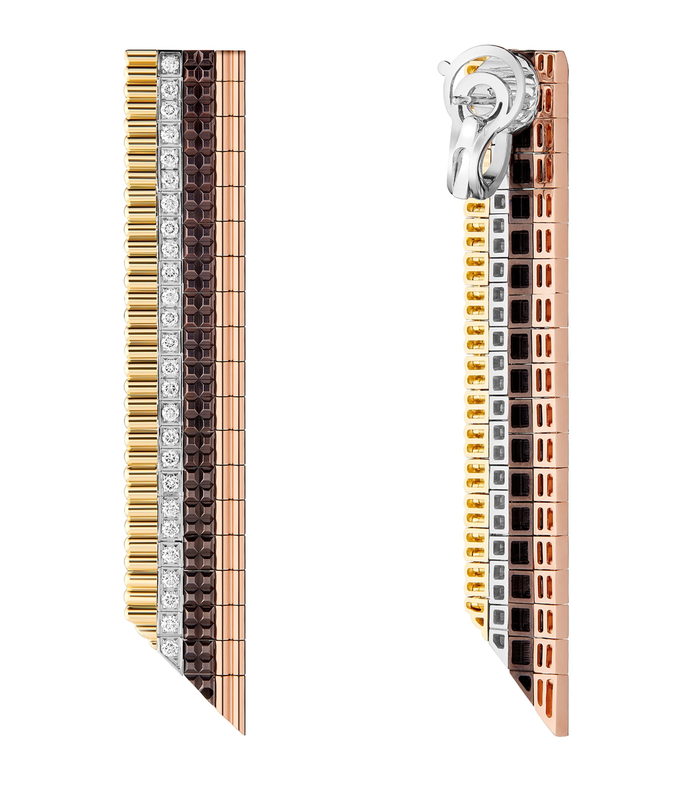 Mixed Gold and Diamond Quatre Classique Pendant Earrings