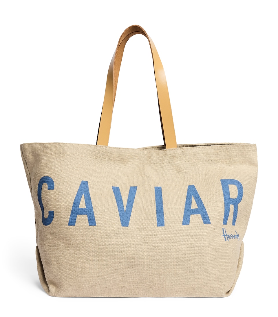 Harrods Jute Caviar Tote Bag Neutral