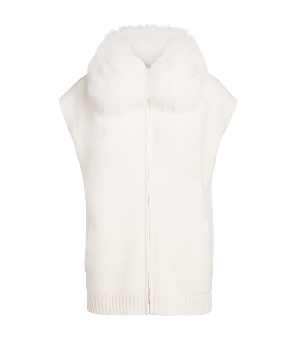 Yves Salomon Womens Merino Wool Fur-Trim Gilet