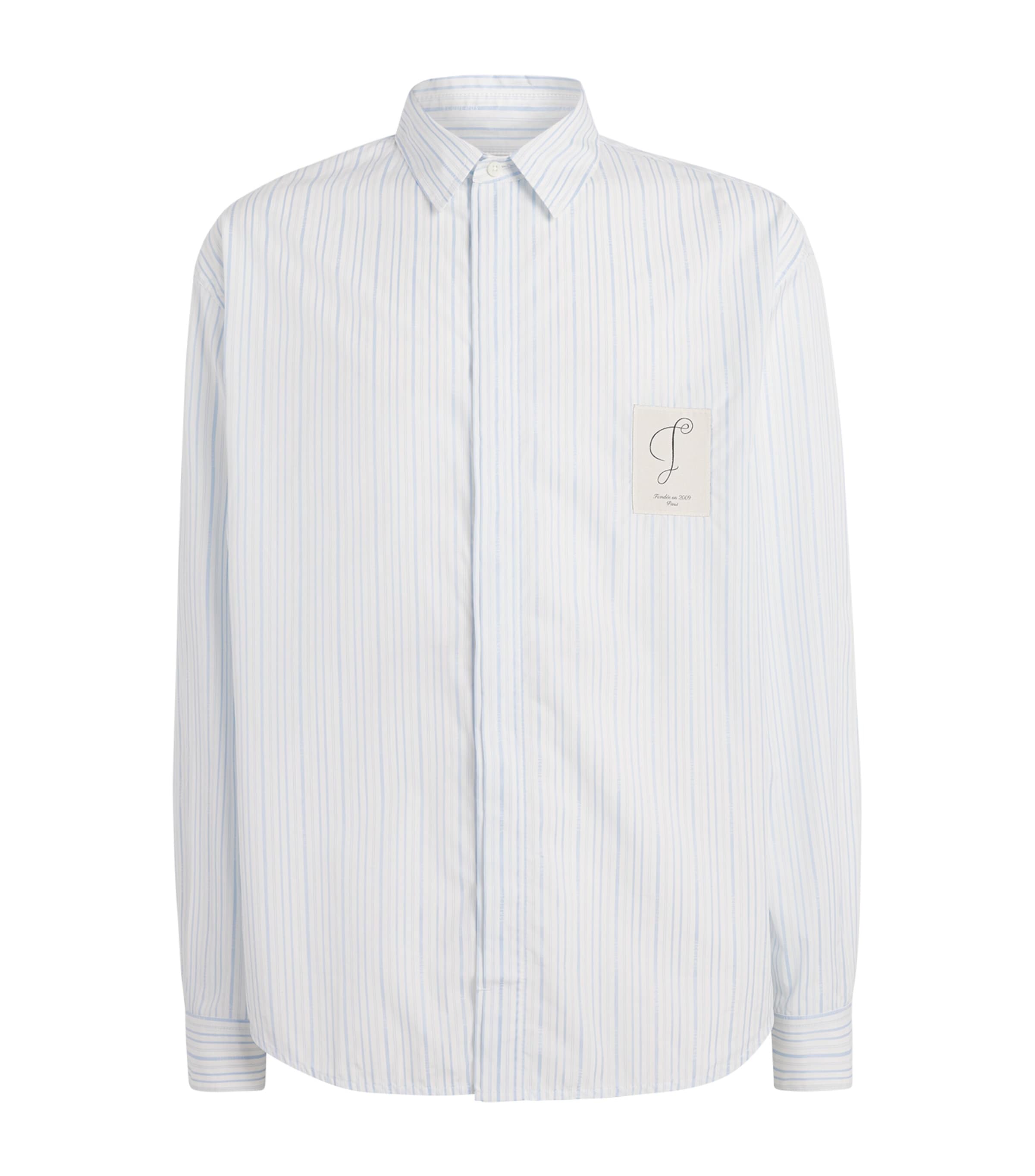 Jacquemus Mens Cotton Stripe Simon ML Shirt Strp Lit Blu/wh