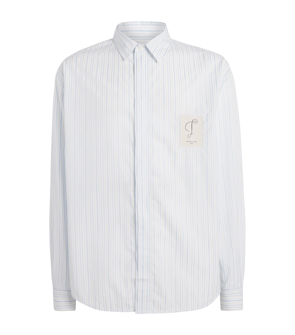 Jacquemus Mens Cotton Stripe Simon ML Shirt Strp Lit Blu/wh