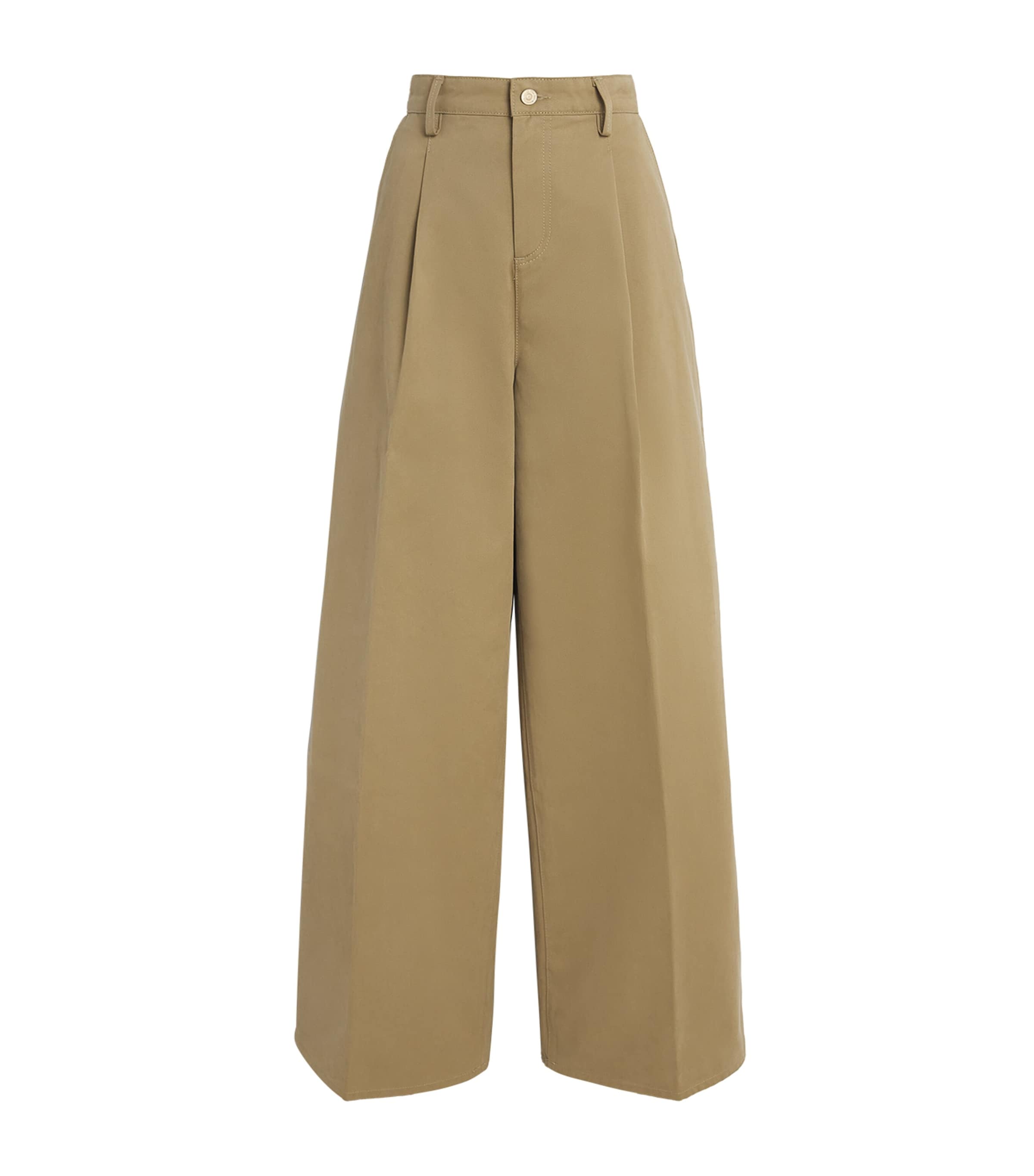 Cotton Twill Wide-Leg Trousers