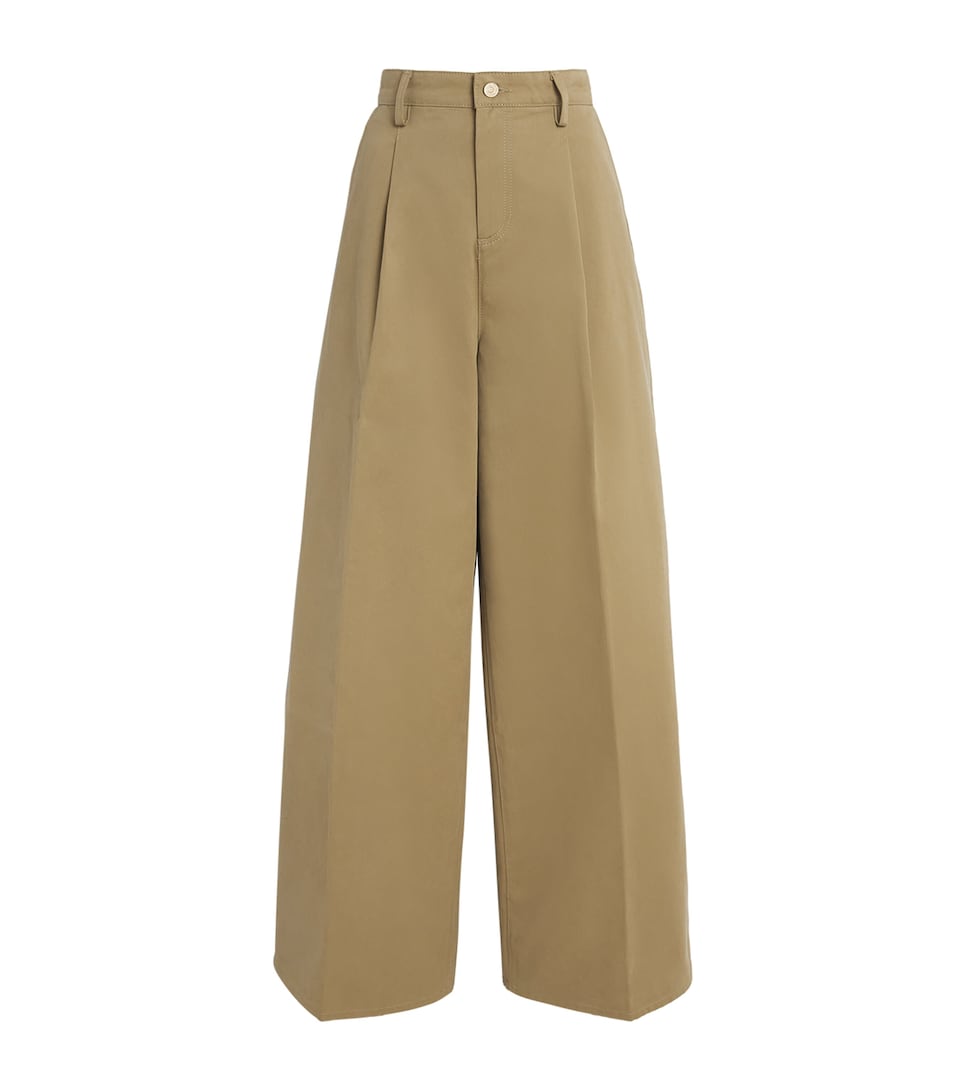 Cotton Twill Wide-Leg Trousers