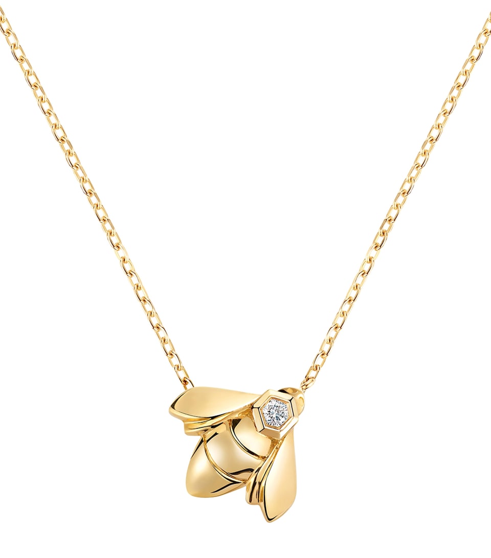 Yellow Gold and Diamond Bee de Chaumet Pendant Necklace