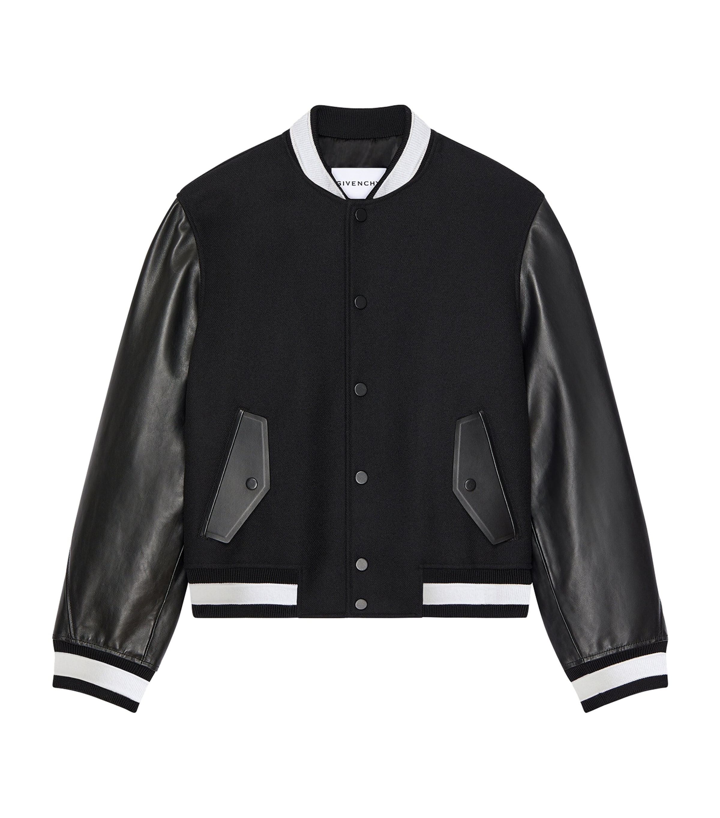 Givenchy Mens Wool-Leather Bomber Jacket