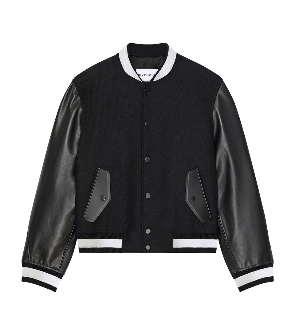 Givenchy Mens Wool-Leather Bomber Jacket